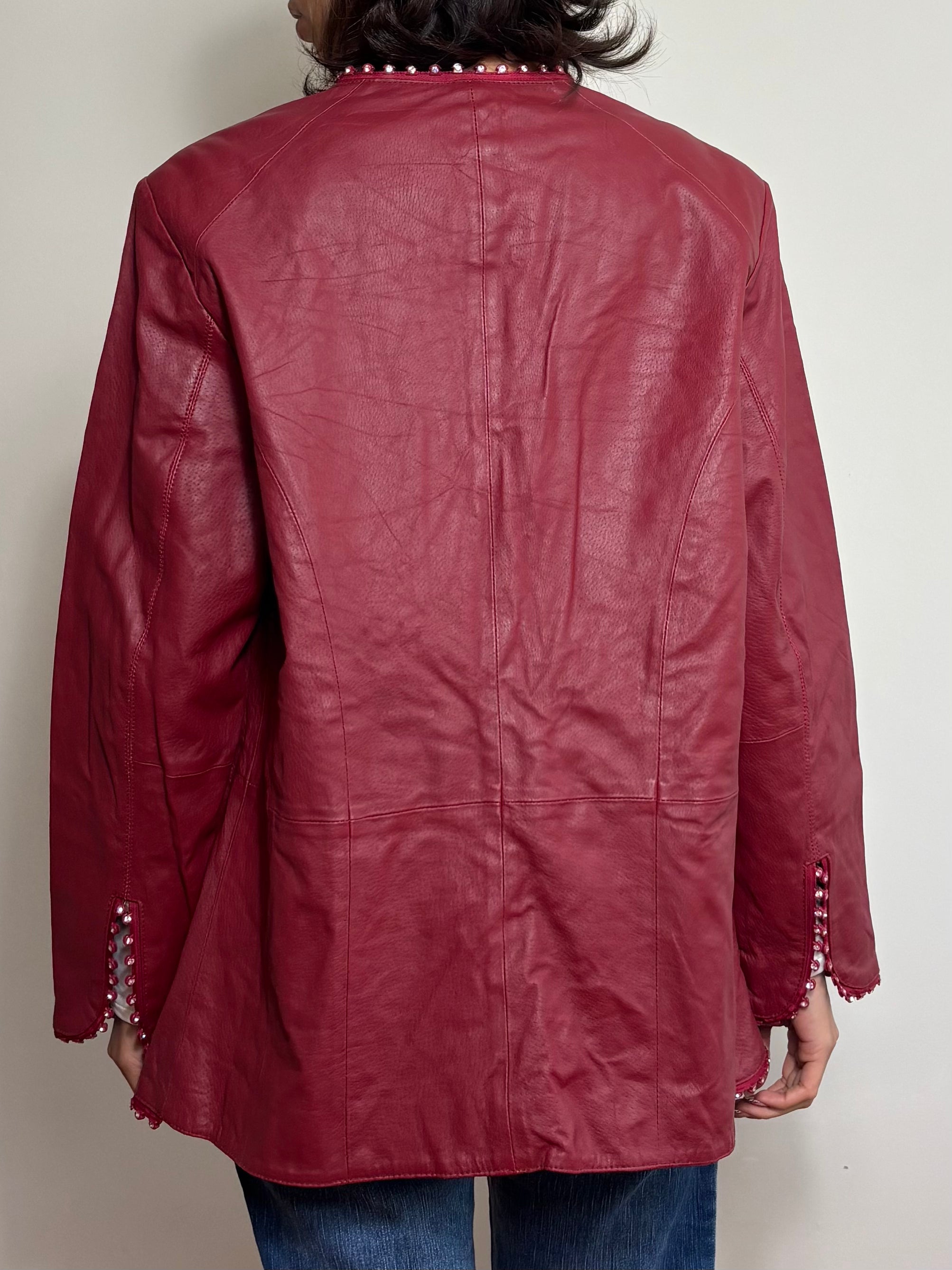 Vintage Burgundy Leather Blazer (L)