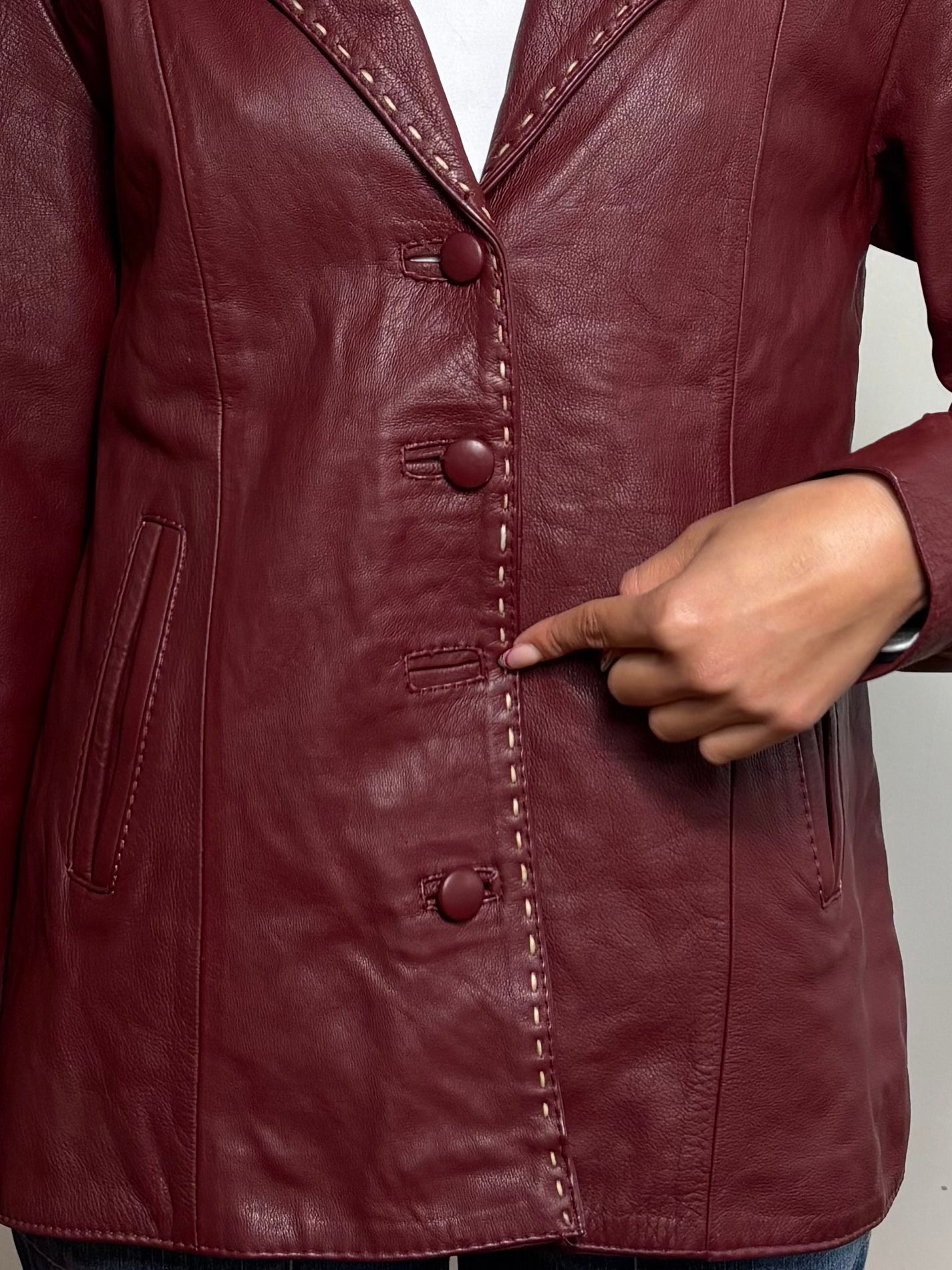Vintage Burgundy Leather Blazer (L)
