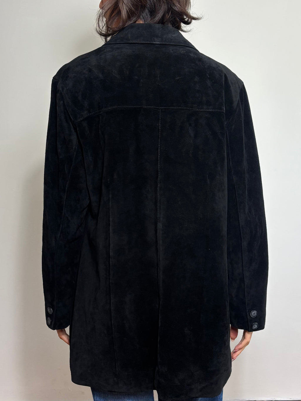 Vintage NafNaf Black Suede Leather Blazer (L)
