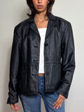 Vintage Black Leather Blazer (L)