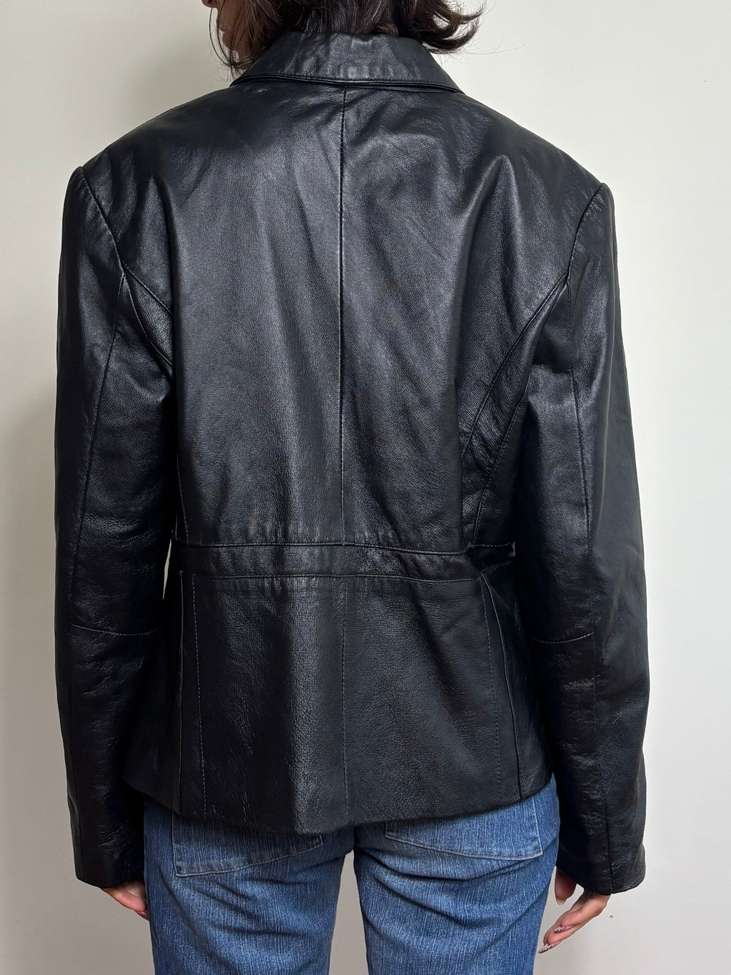 Vintage Black Leather Blazer (L)