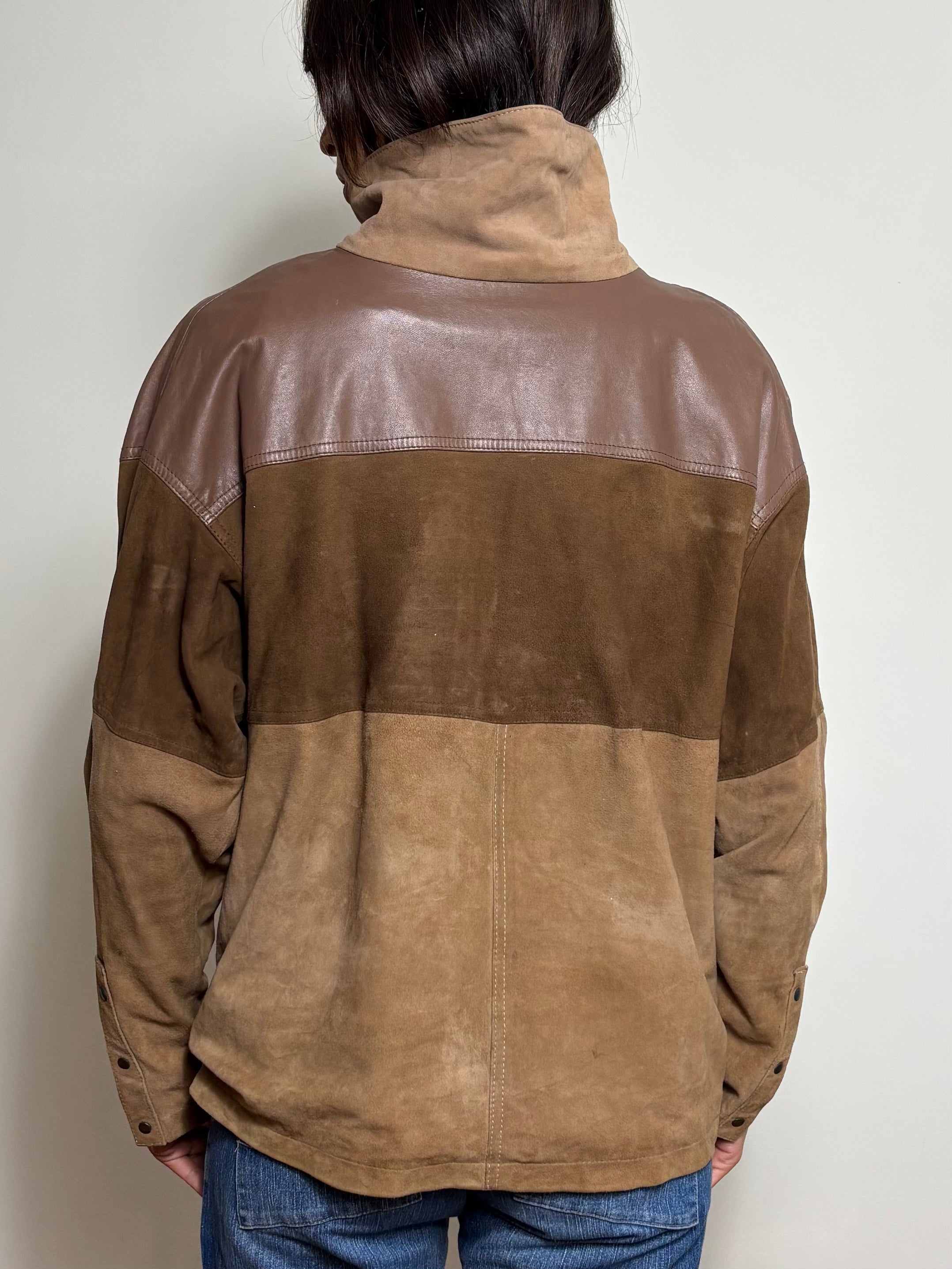 Vintage Suede and Leather High Neck Pullover (M)