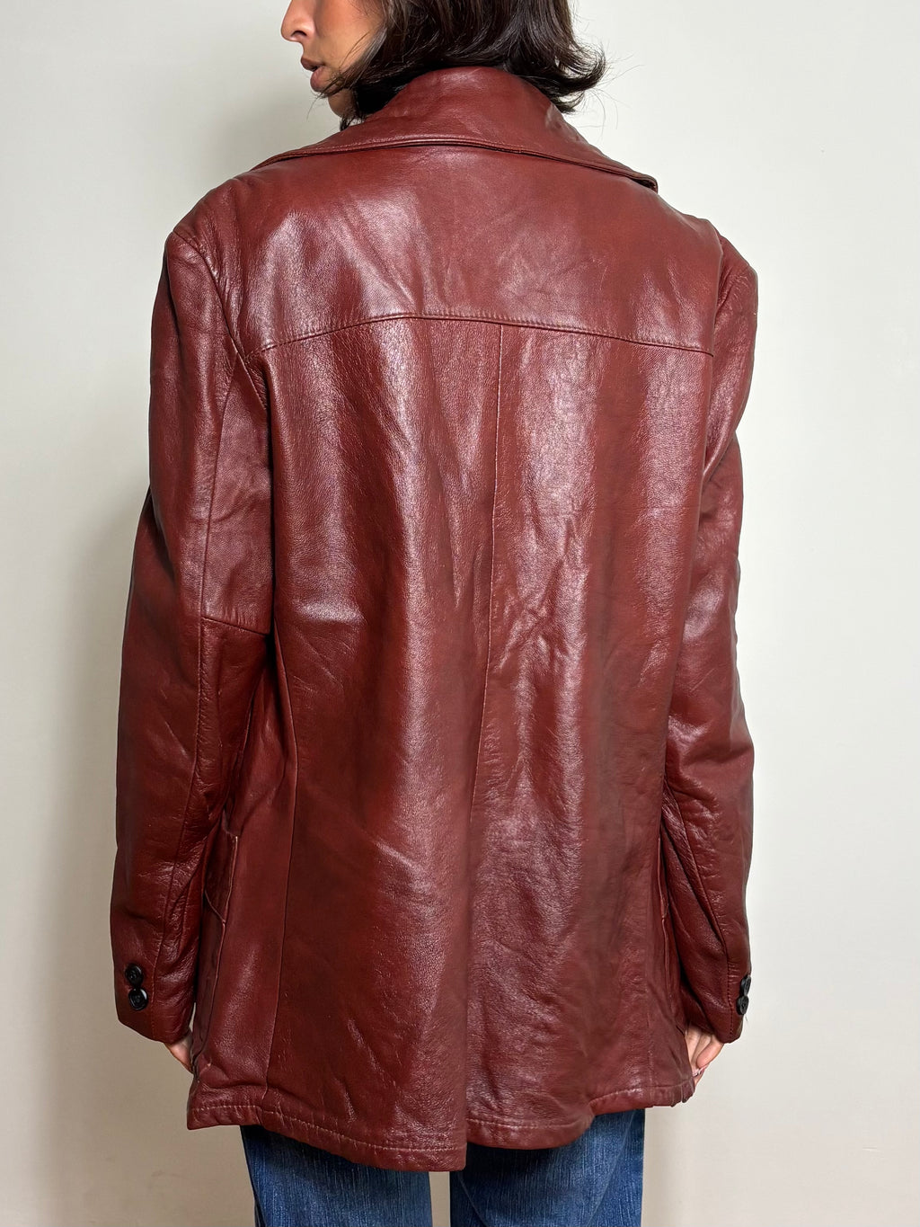 Vintage 70's Dark Brown Leather Blazer (L)