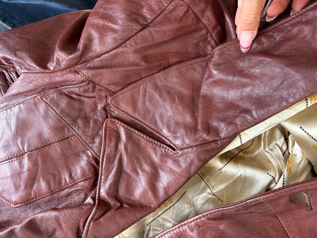 Vintage 70's Dark Brown Leather Blazer (L)