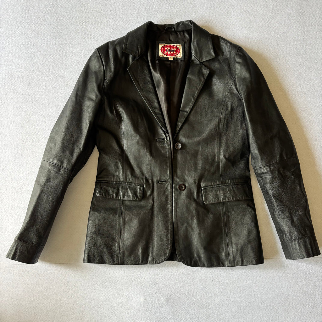 Vintage Black Leather Blazer (M)