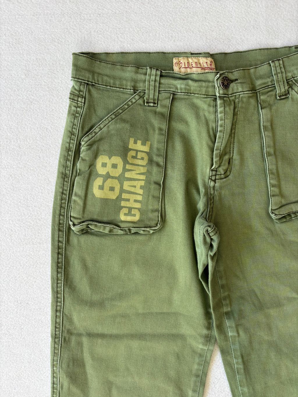 Y2K Khaki Green Cargo Capri Pants (S)
