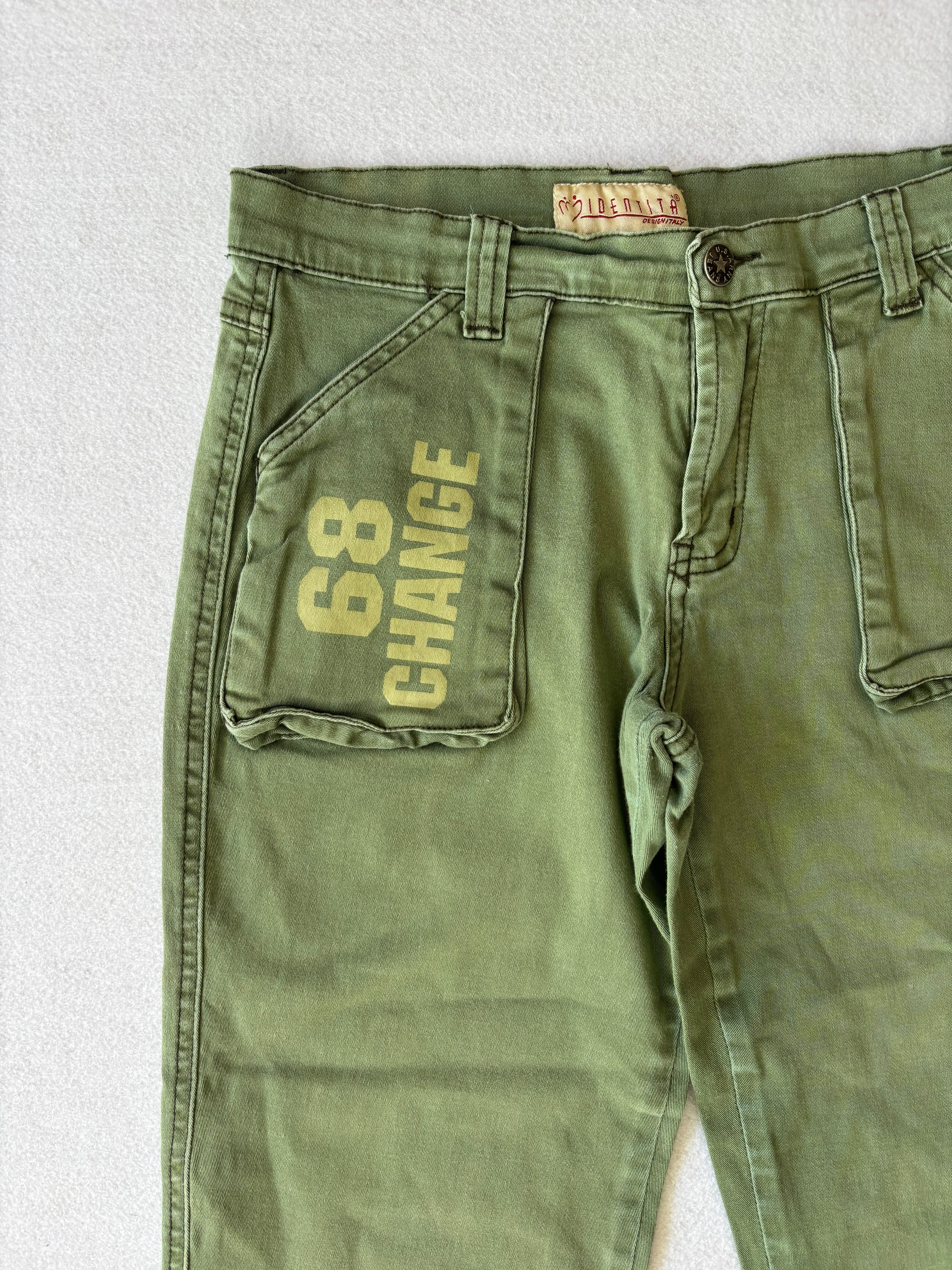 Y2K Khaki Green Cargo Capri Pants (S)