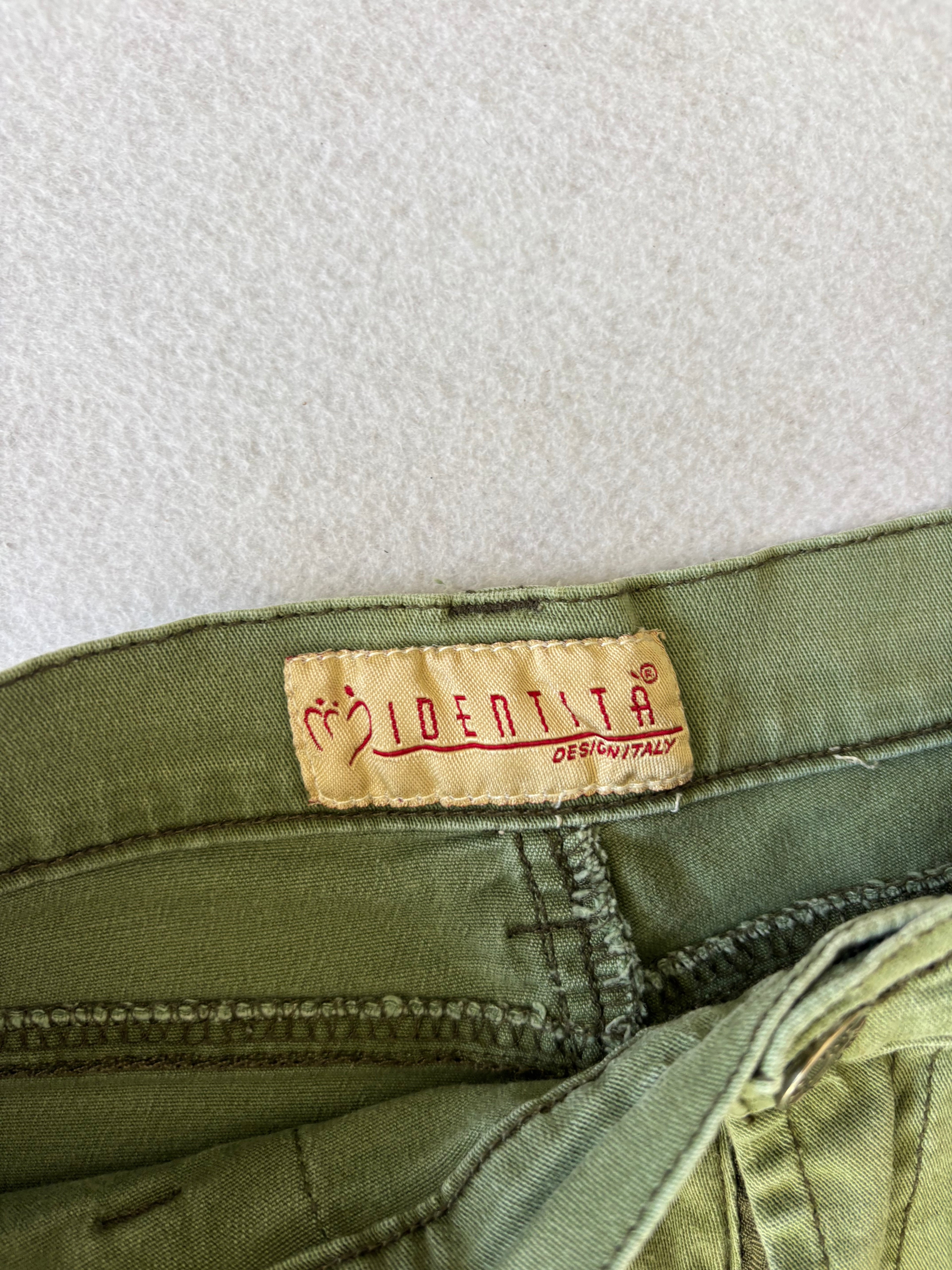 Y2K Khaki Green Cargo Capri Pants (S)