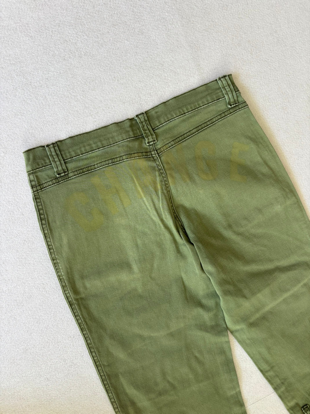 Y2K Khaki Green Cargo Capri Pants (S)
