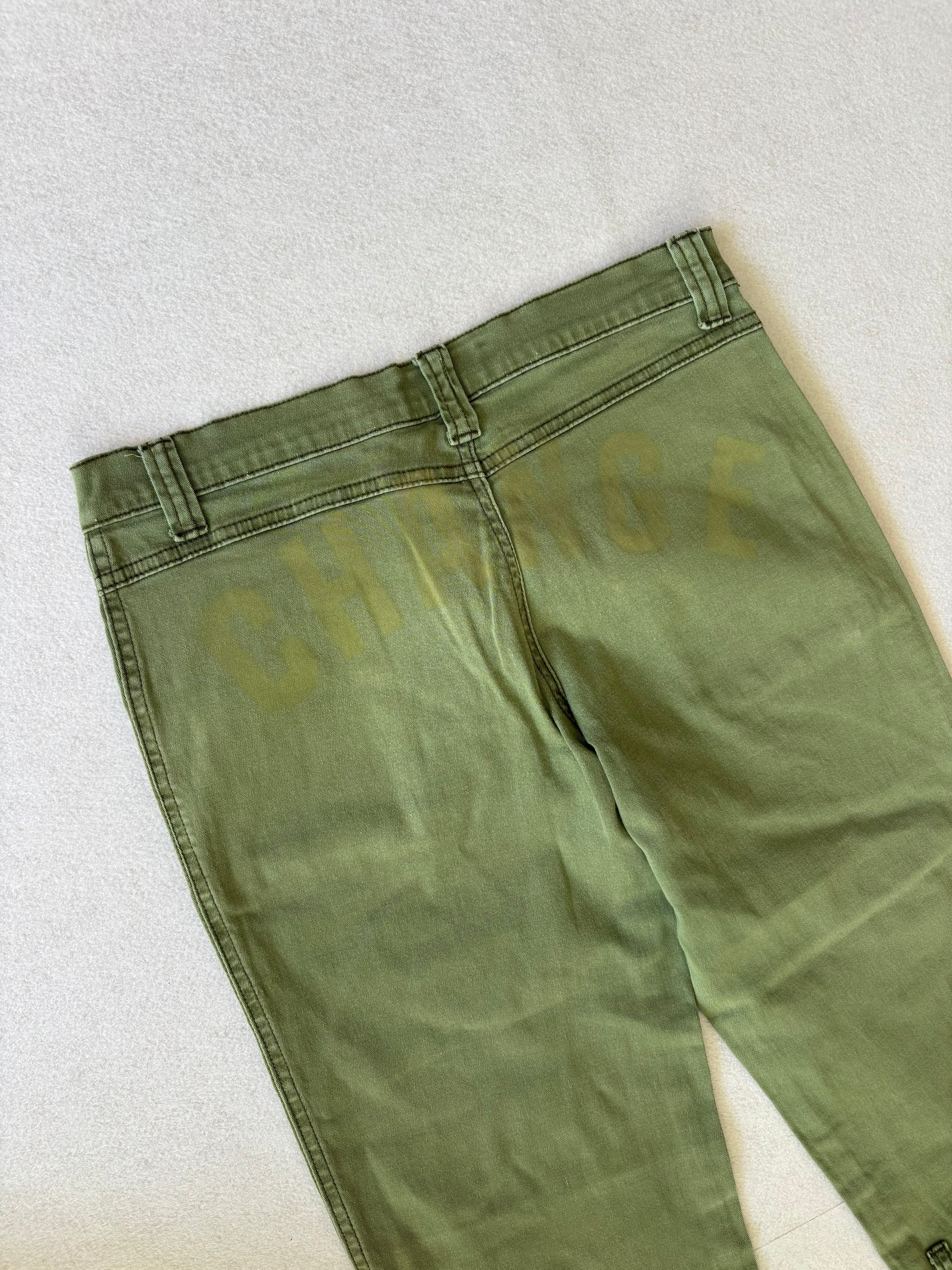 Y2K Khaki Green Cargo Capri Pants (S)