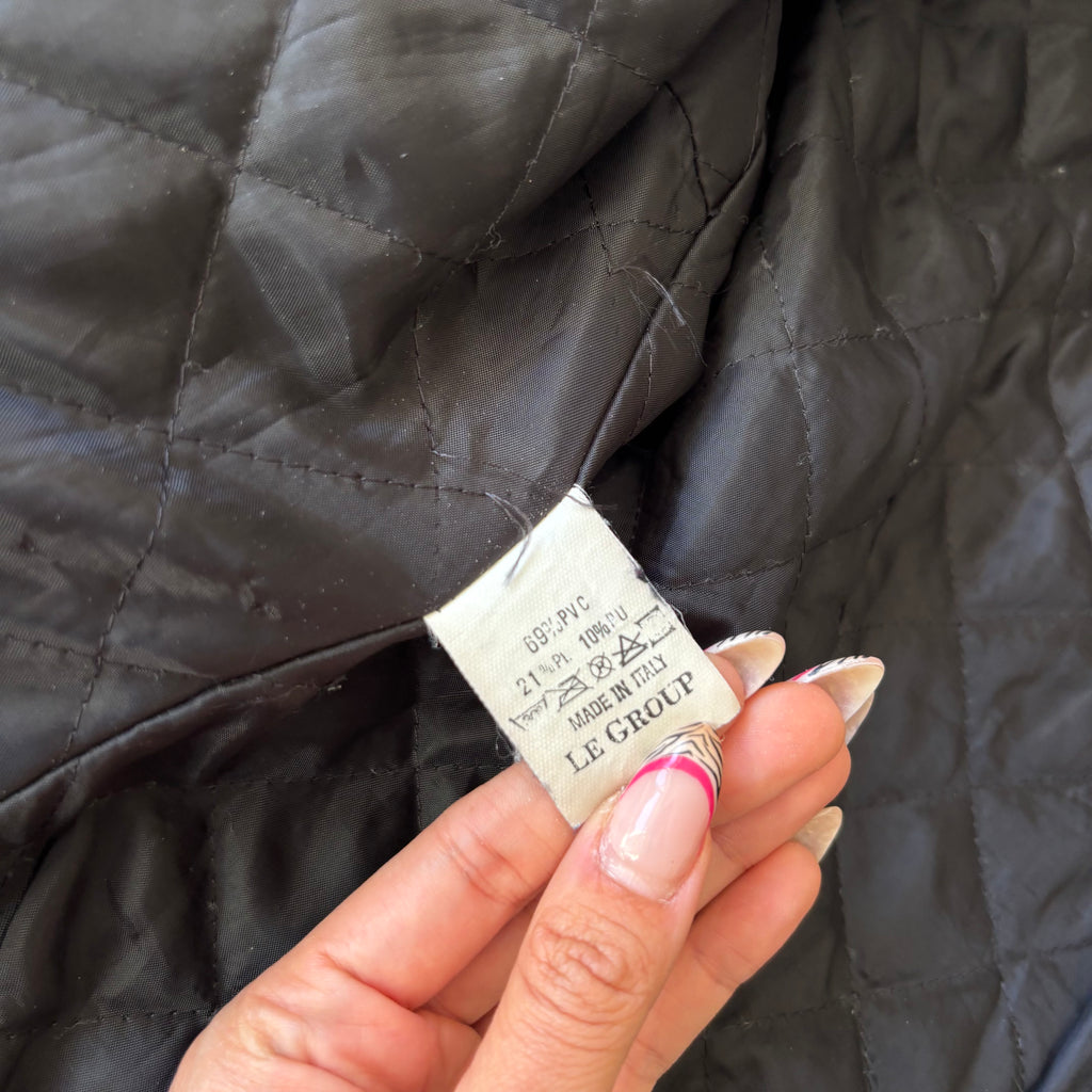 Vintage Black Croc Embossed Faux Leather Jacket (M)
