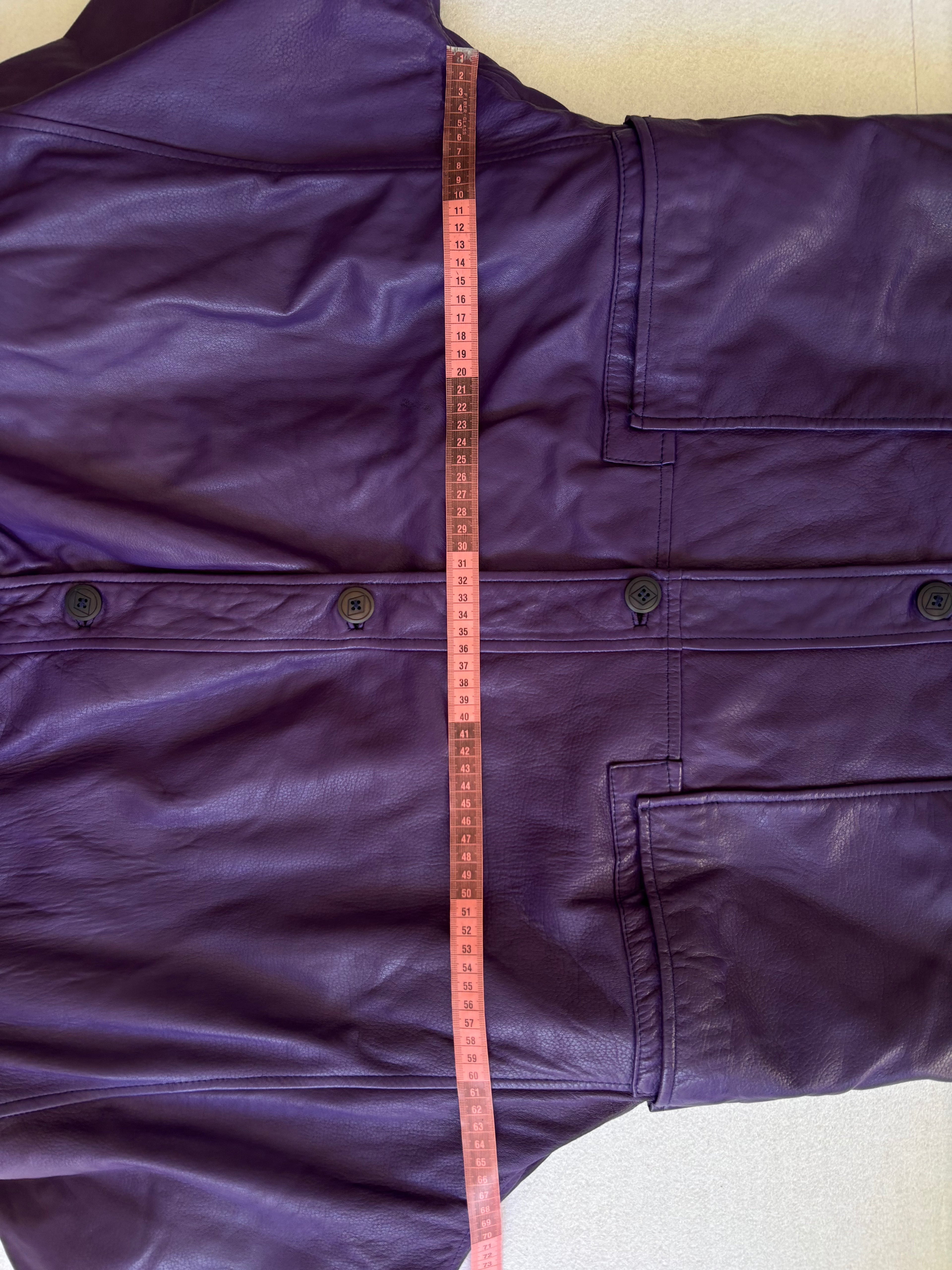 Vintage 80's Purple Leather Oversized Trench Coat (XL)