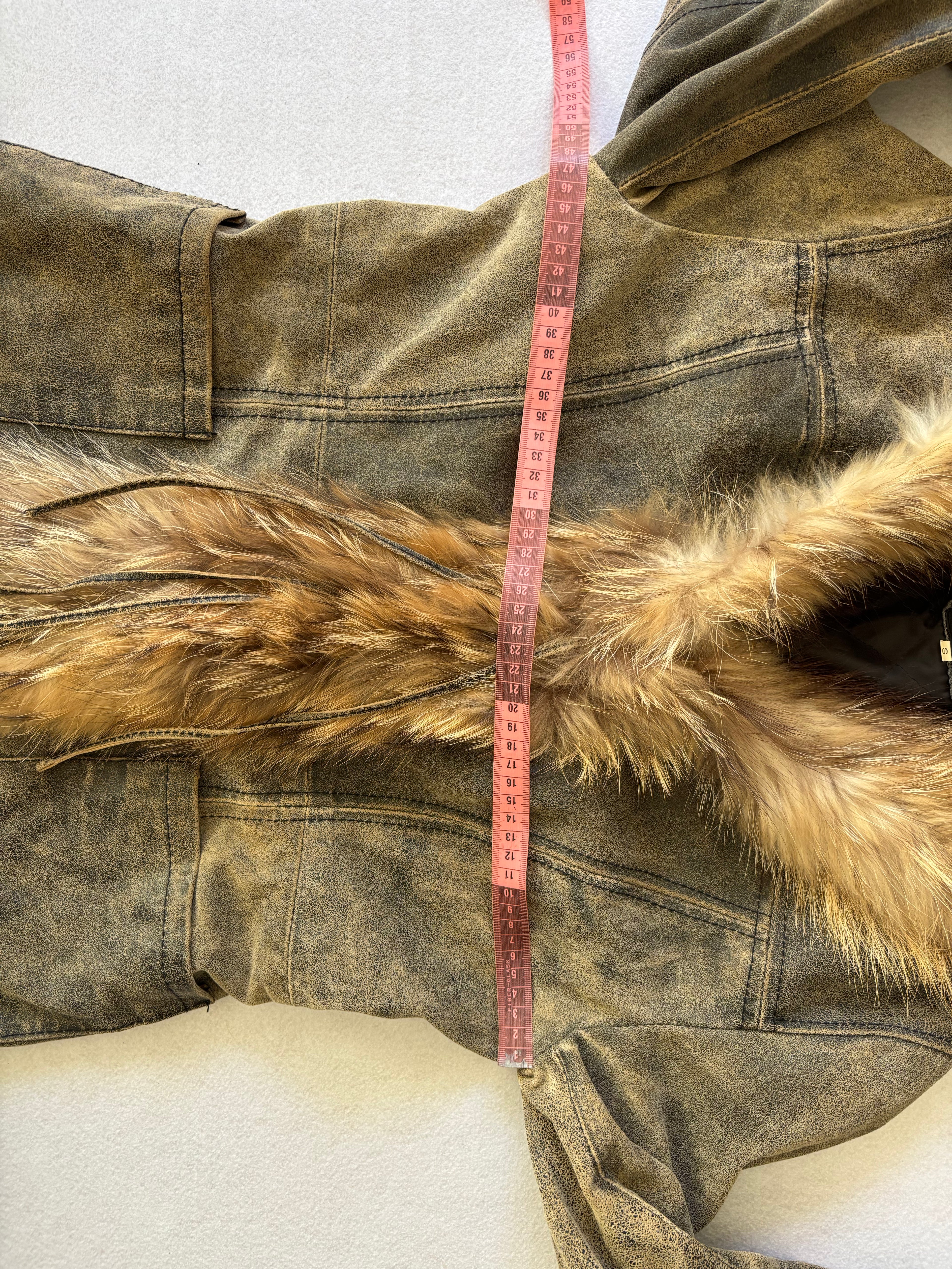 Vintage Distressed Leather Faux Fur Penny Lane Coat (S)