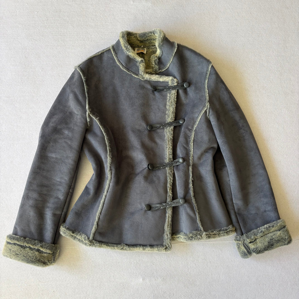 Vintage Lilac Suede Faux Fur Trim (L)