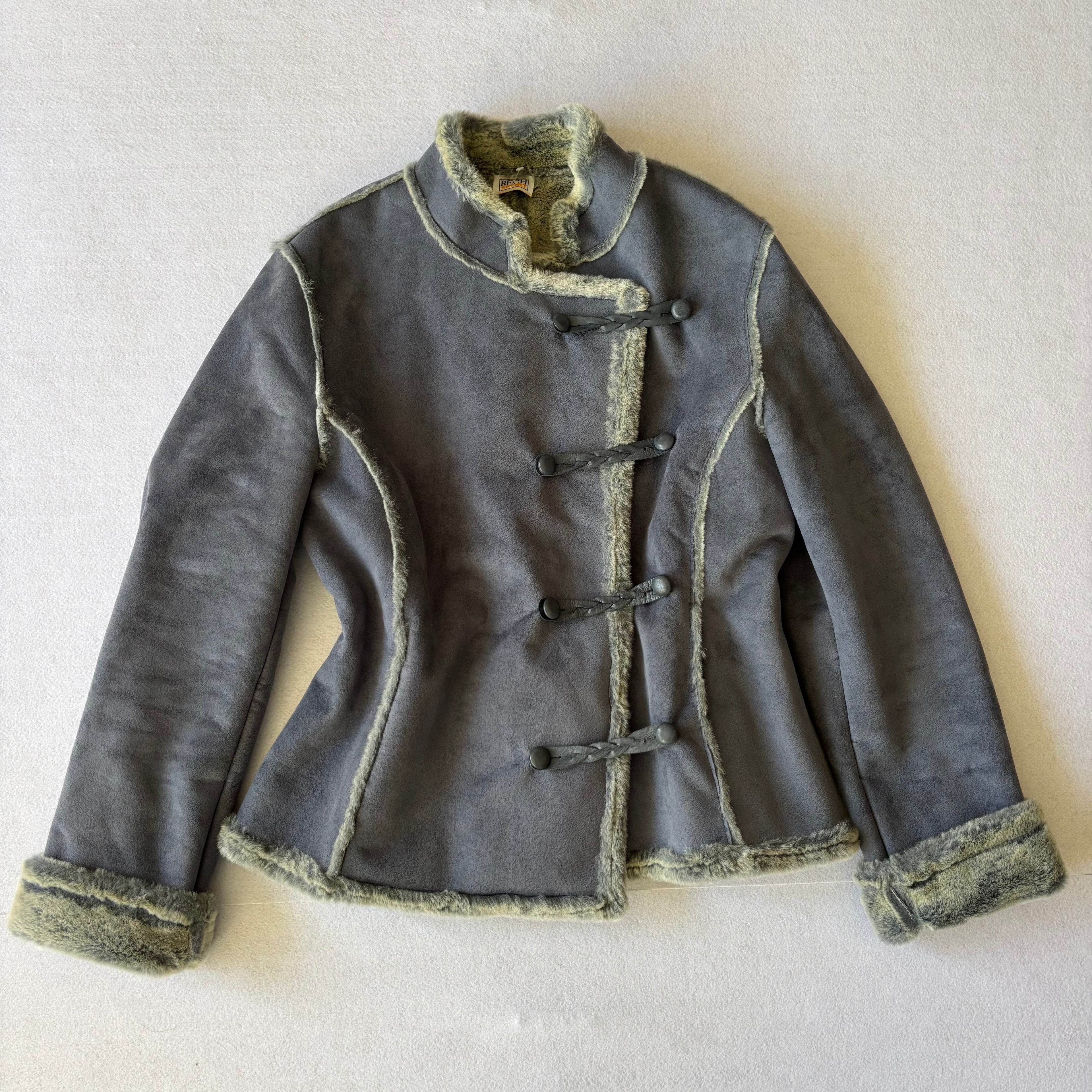 Vintage Lilac Suede Faux Fur Trim (L)