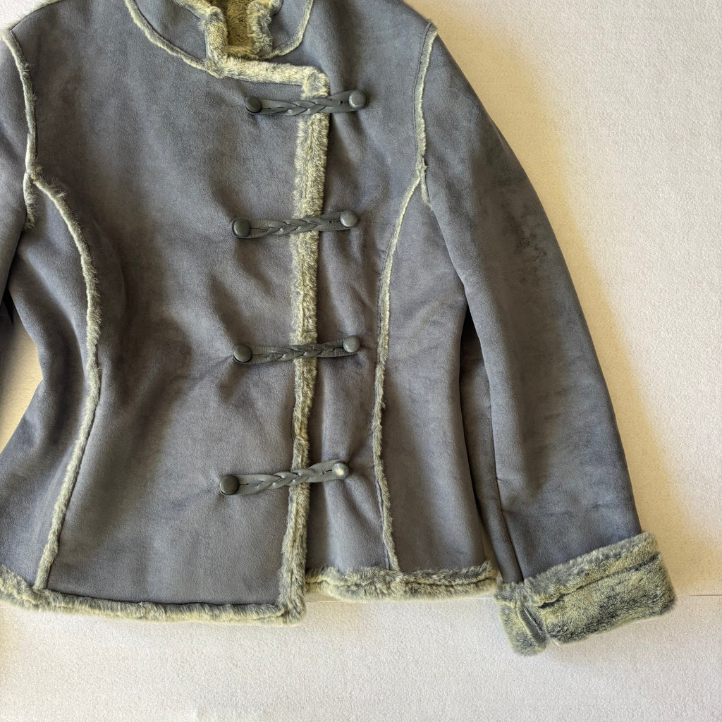 Vintage Lilac Suede Faux Fur Trim (L)