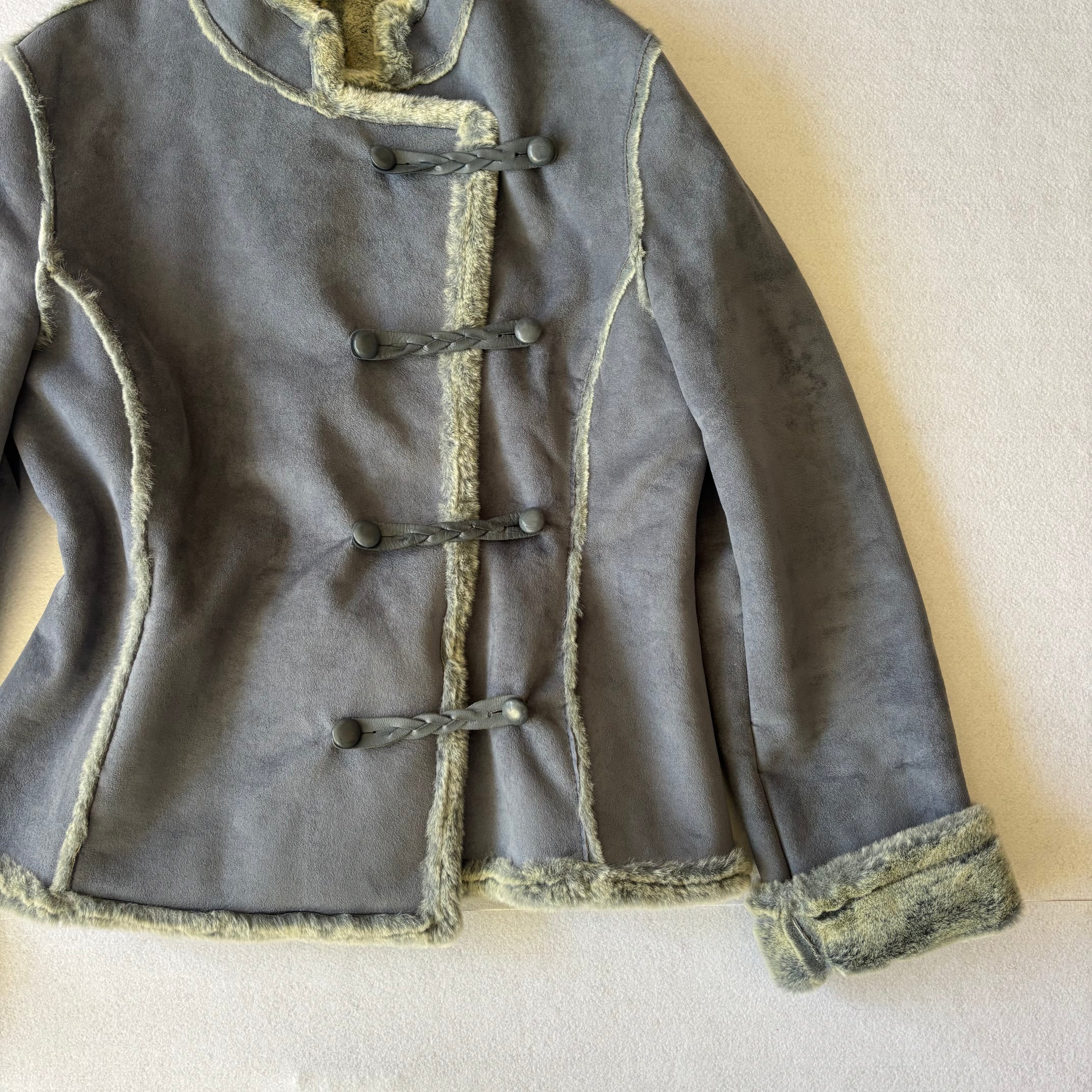Vintage Lilac Suede Faux Fur Trim (L)