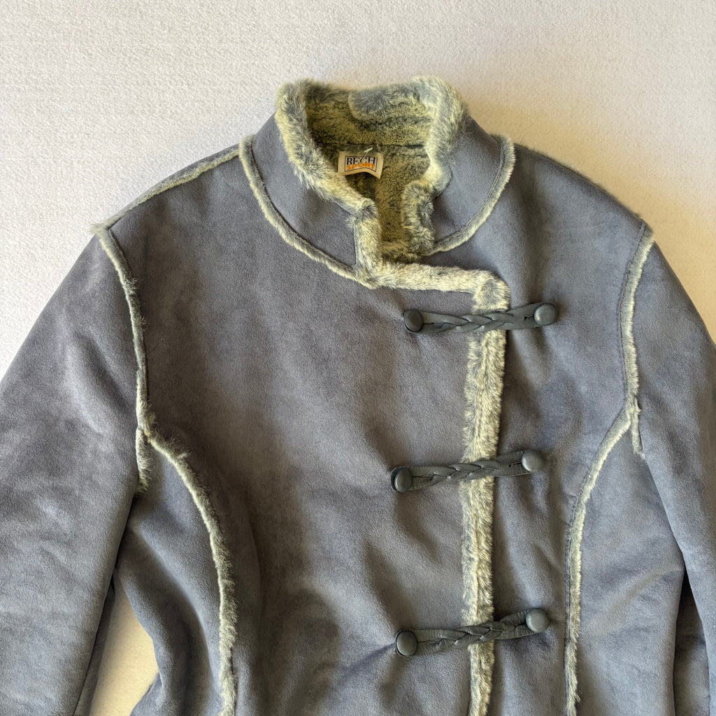 Vintage Lilac Suede Faux Fur Trim (L)