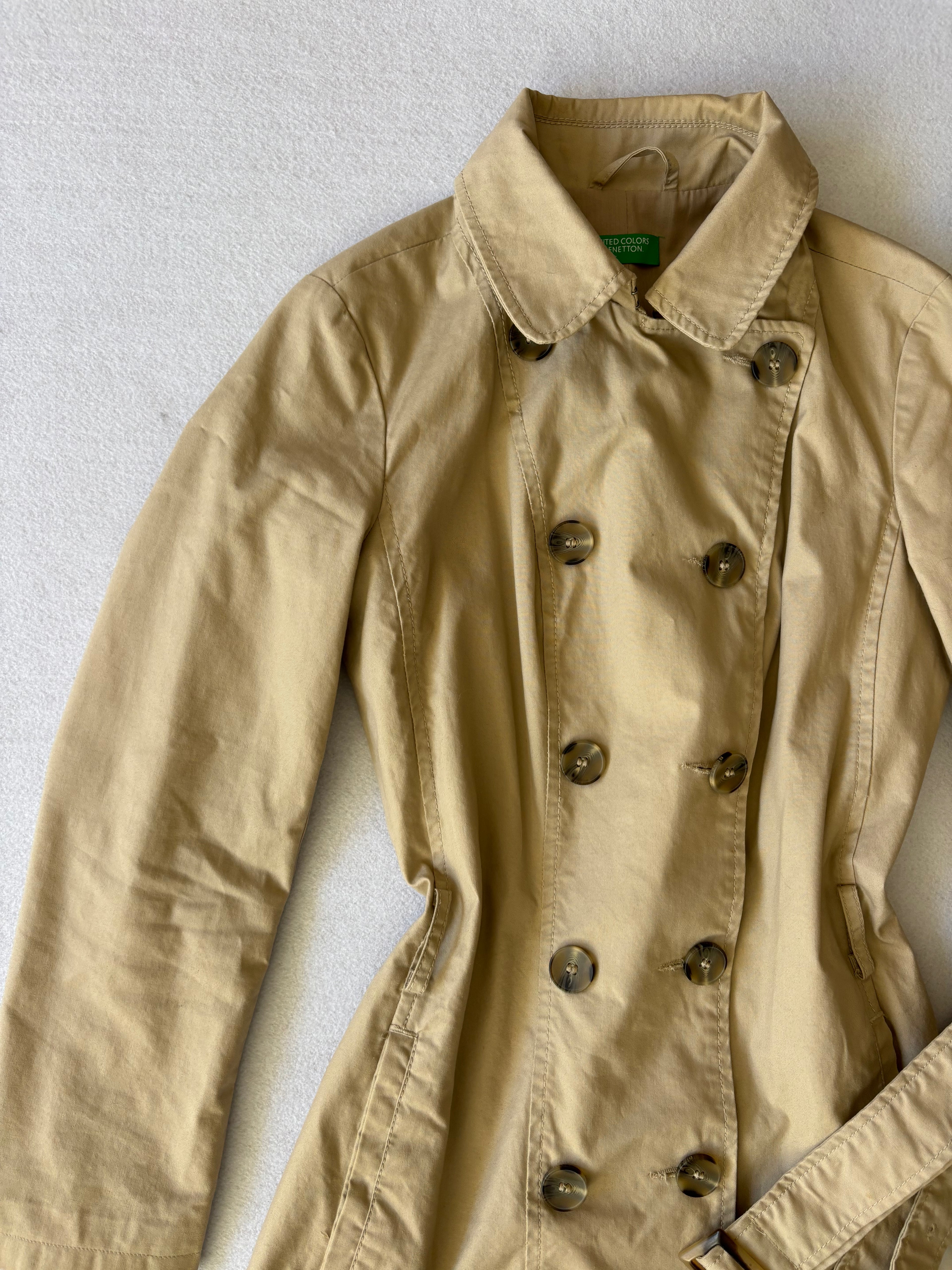 Vintage Benetton Beige Double Breasted Trench Coat (M)