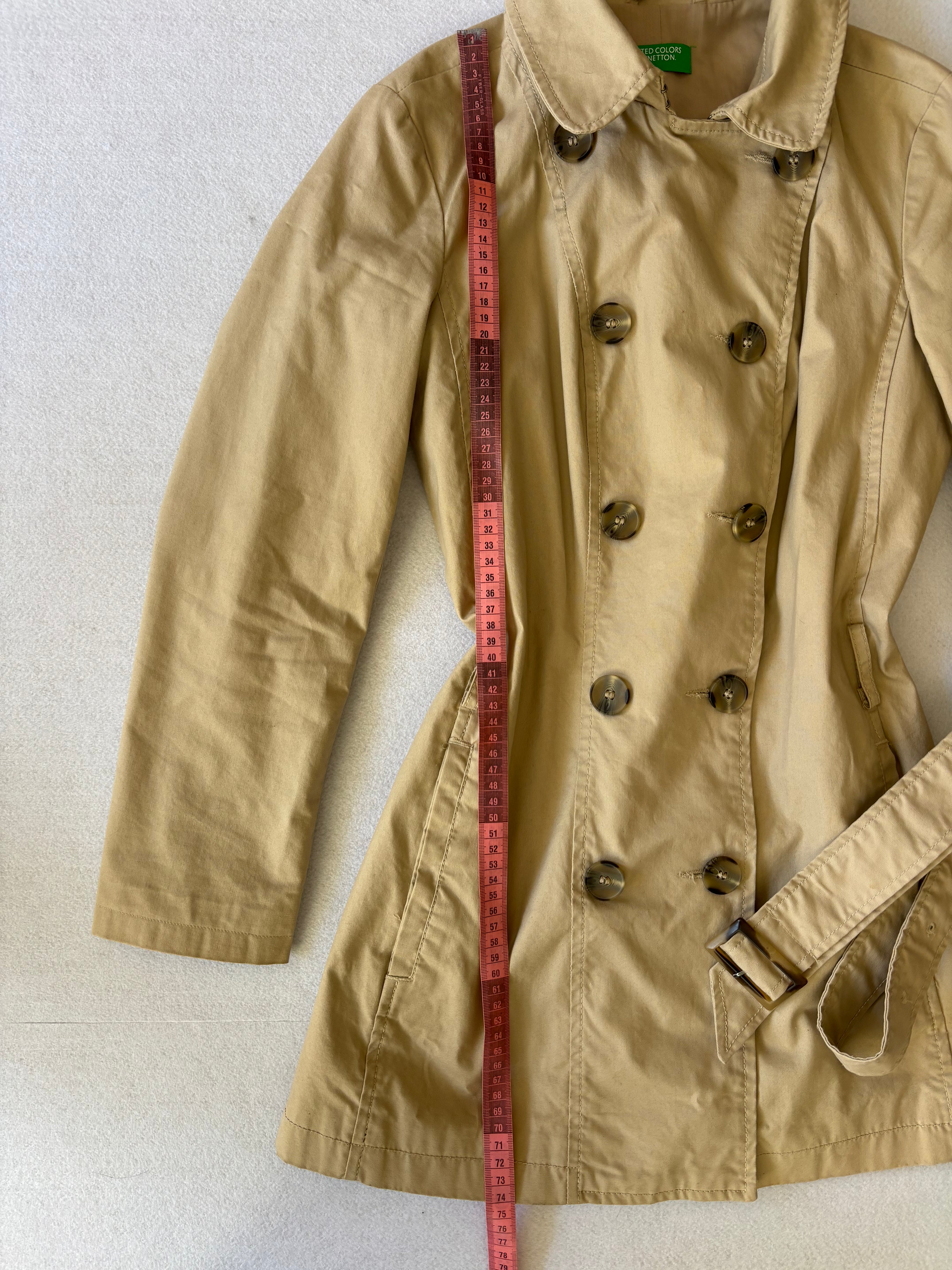 Vintage Benetton Beige Double Breasted Trench Coat (M)