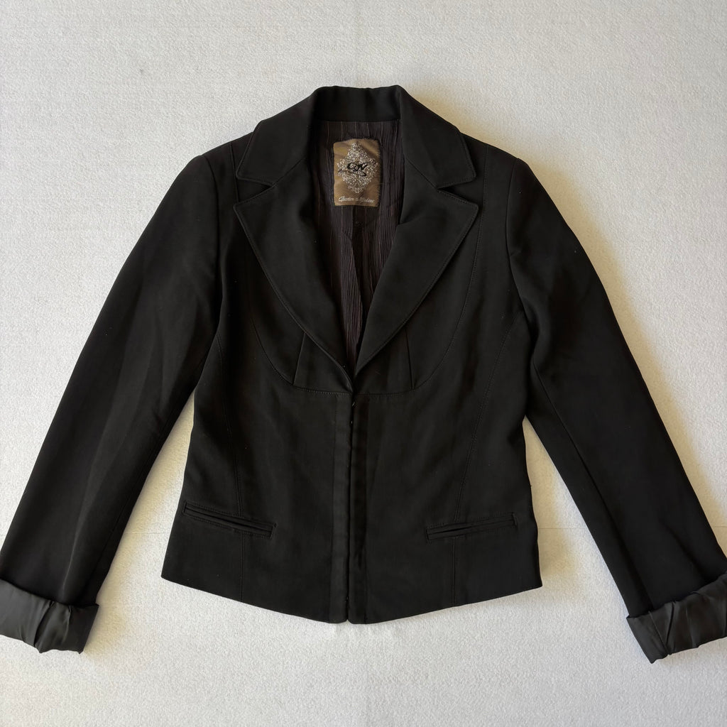 Vintage Black Fitted Hook Closure Blazer (M)