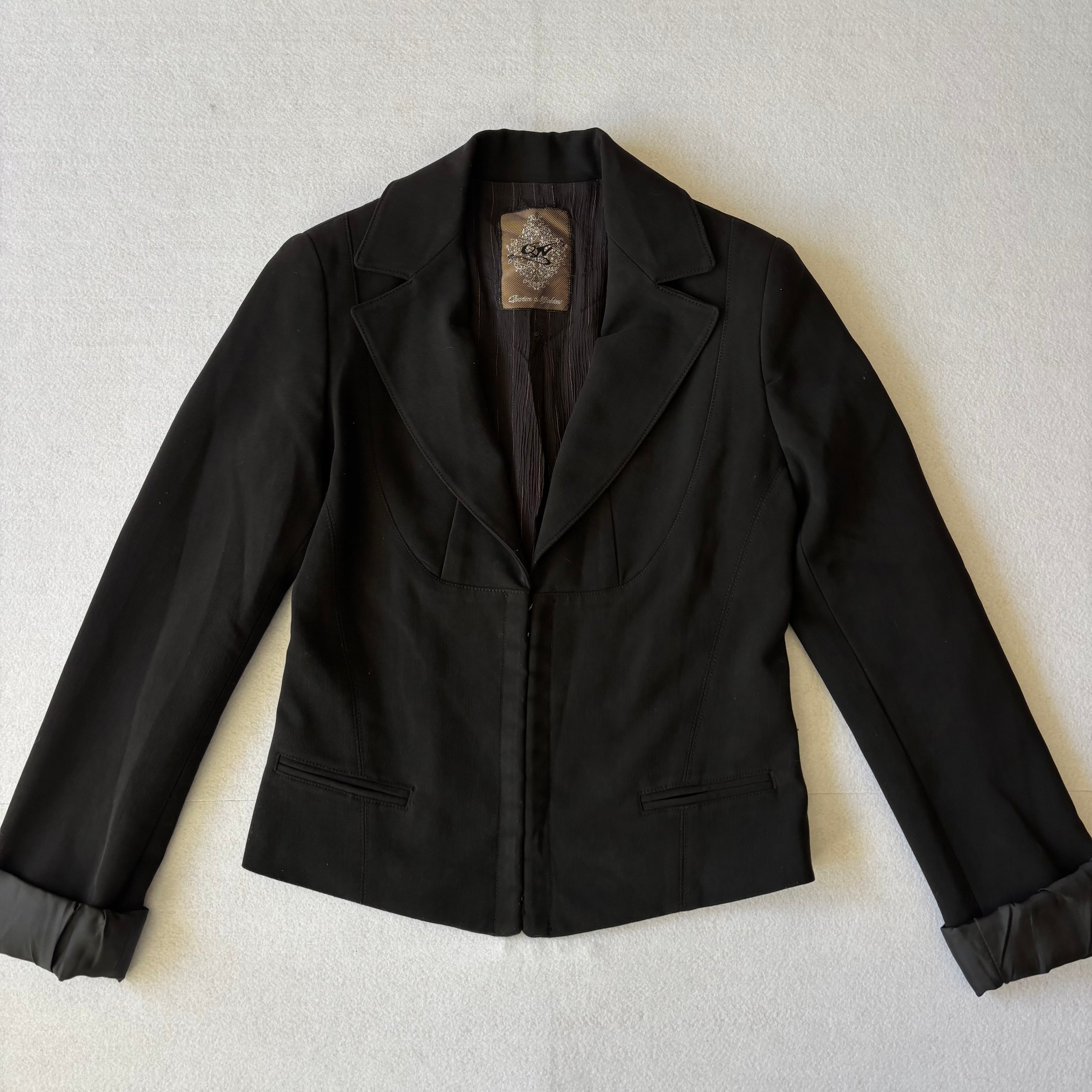 Vintage Black Fitted Hook Closure Blazer (M)
