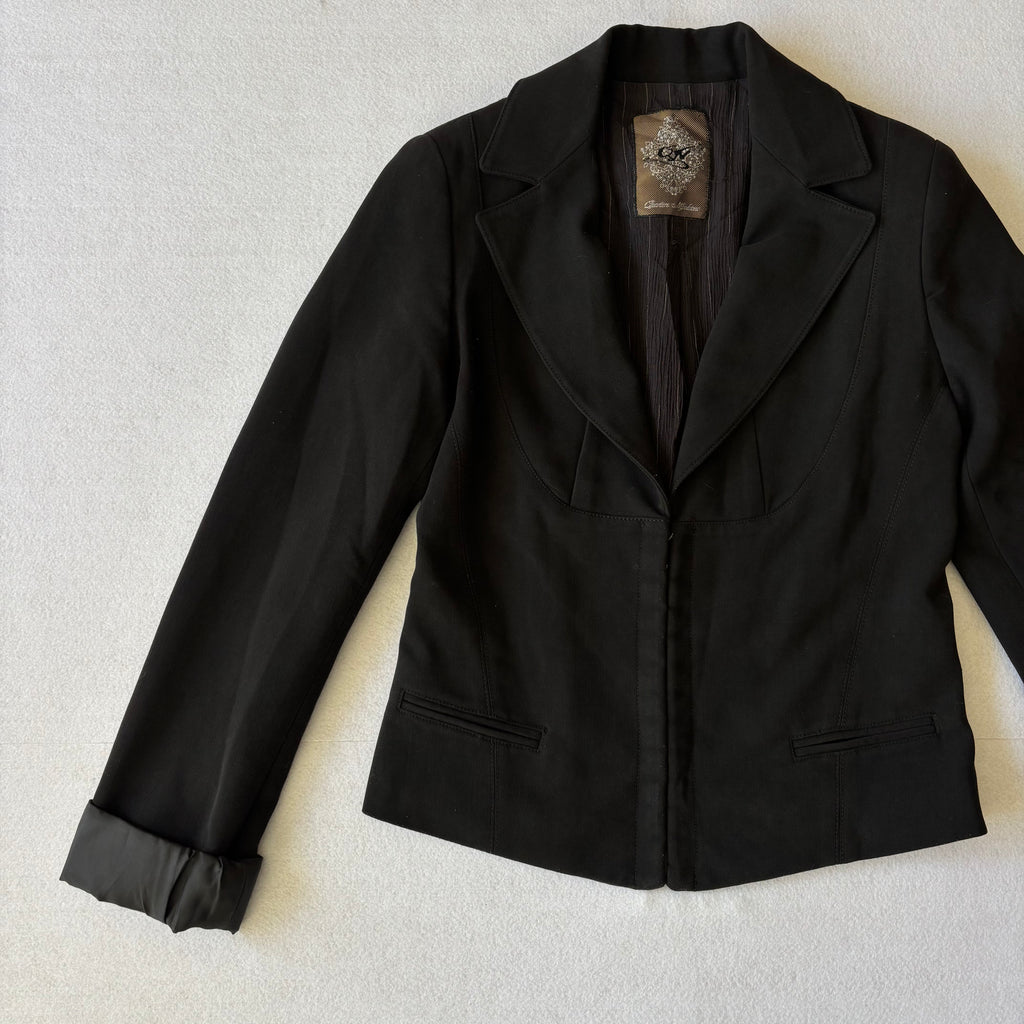 Vintage Black Fitted Hook Closure Blazer (M)