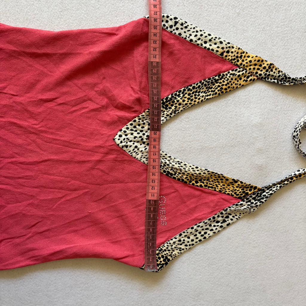 Vintage Guess Pink Leopard Trim Halter Top (S)