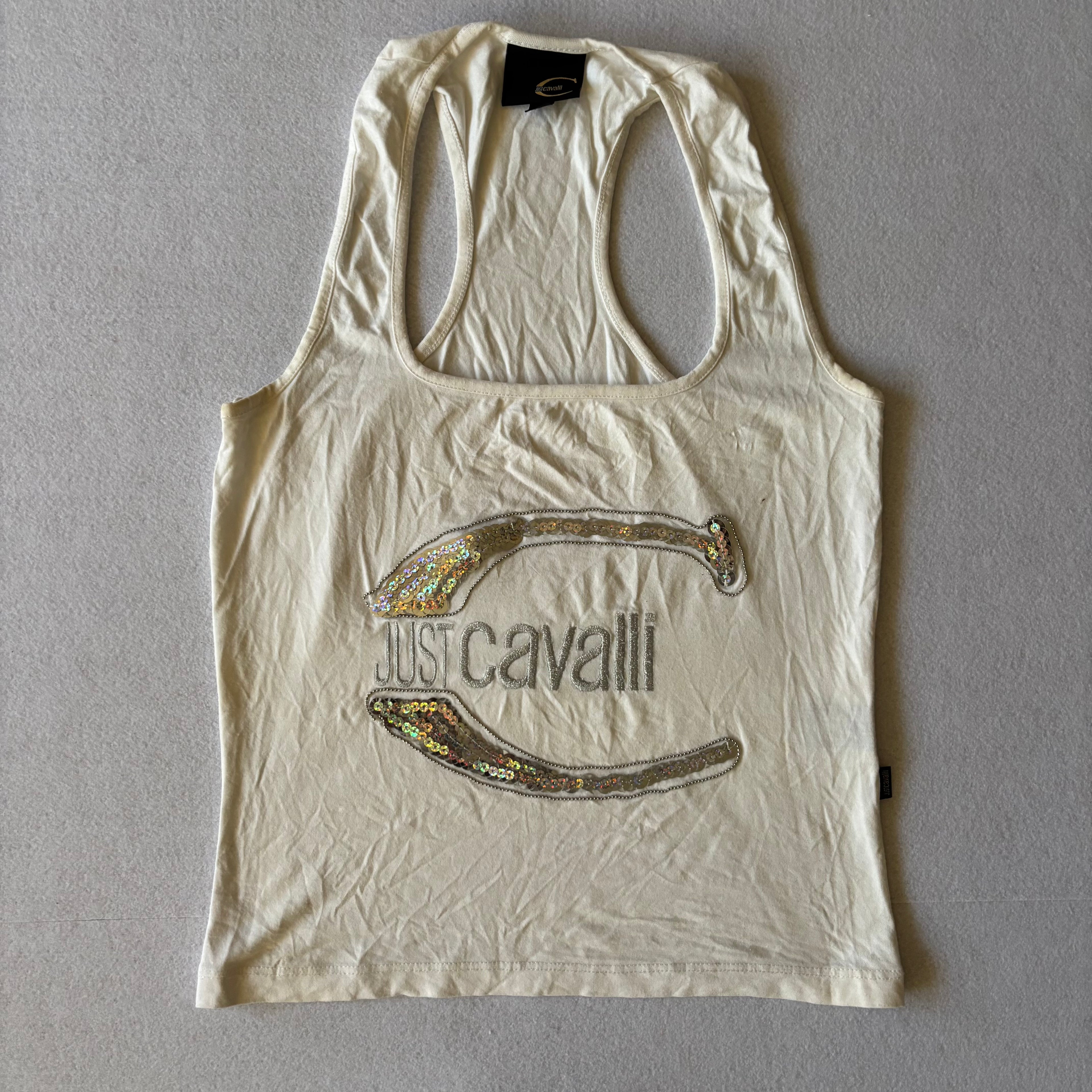 Vintage Just Cavalli Sequined Logo Tank Top (S)