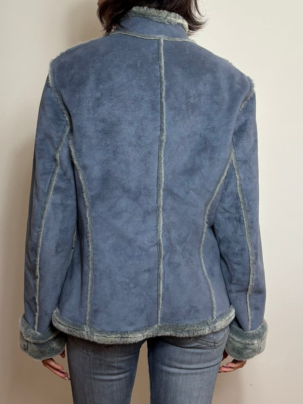 Vintage Lilac Suede Faux Fur Trim (L)