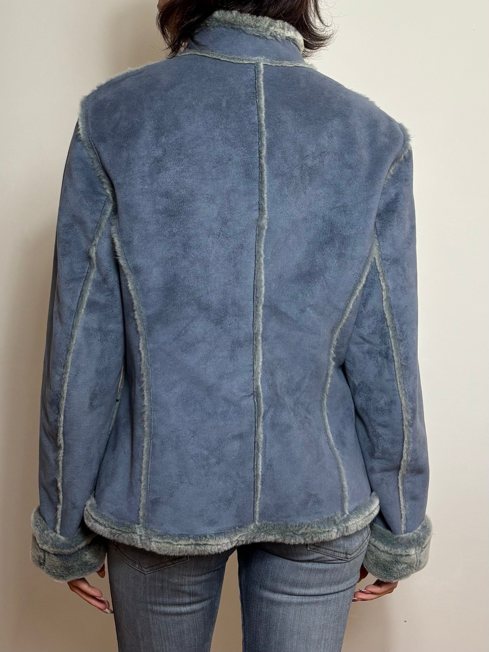 Vintage Lilac Suede Faux Fur Trim (L)