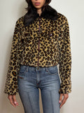 Vintage Leopard Print Faux Fur Cropped Jacket (M)