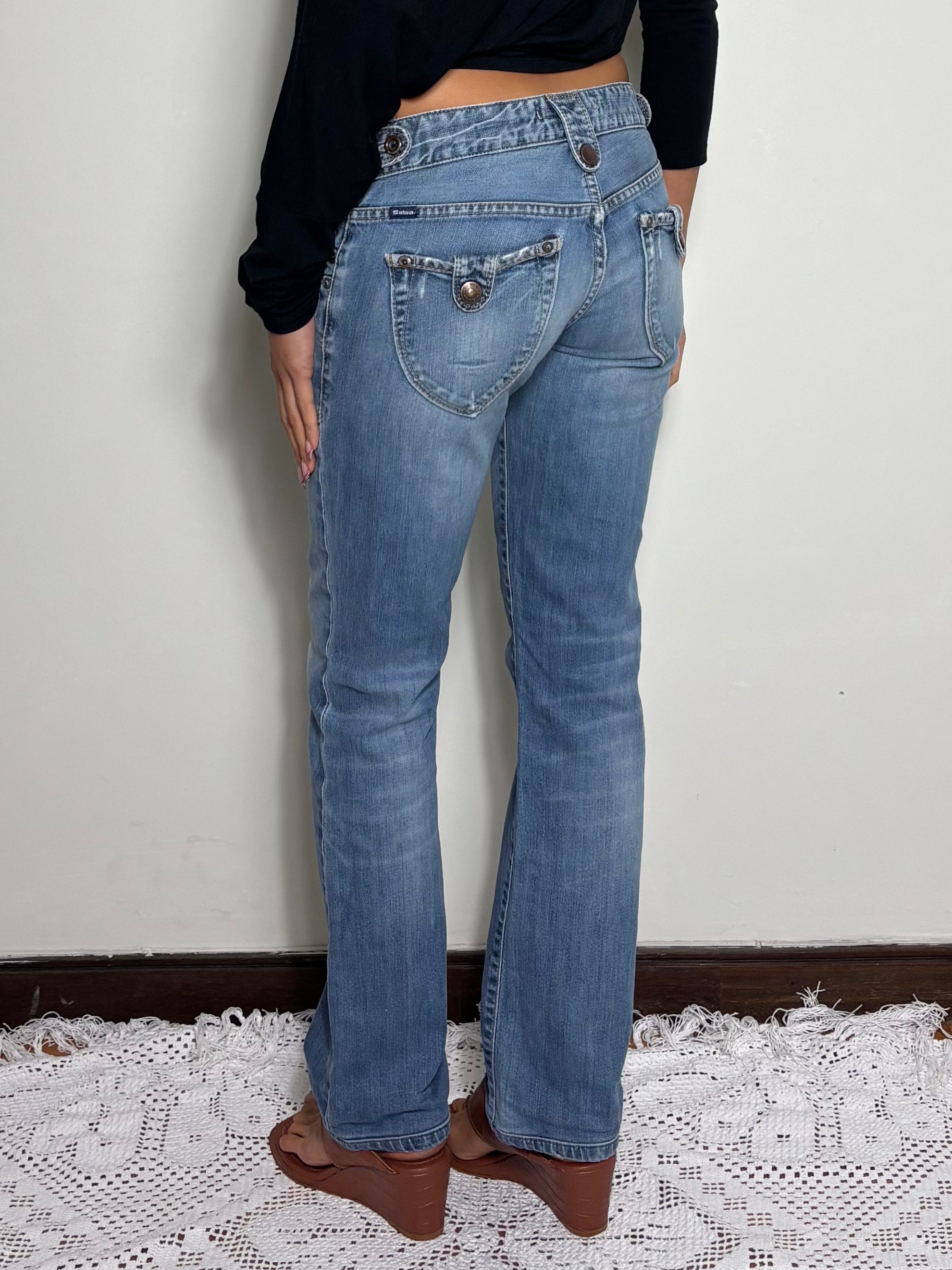 Y2K Low Rise Salsa Light Blue Jeans Pants (S)