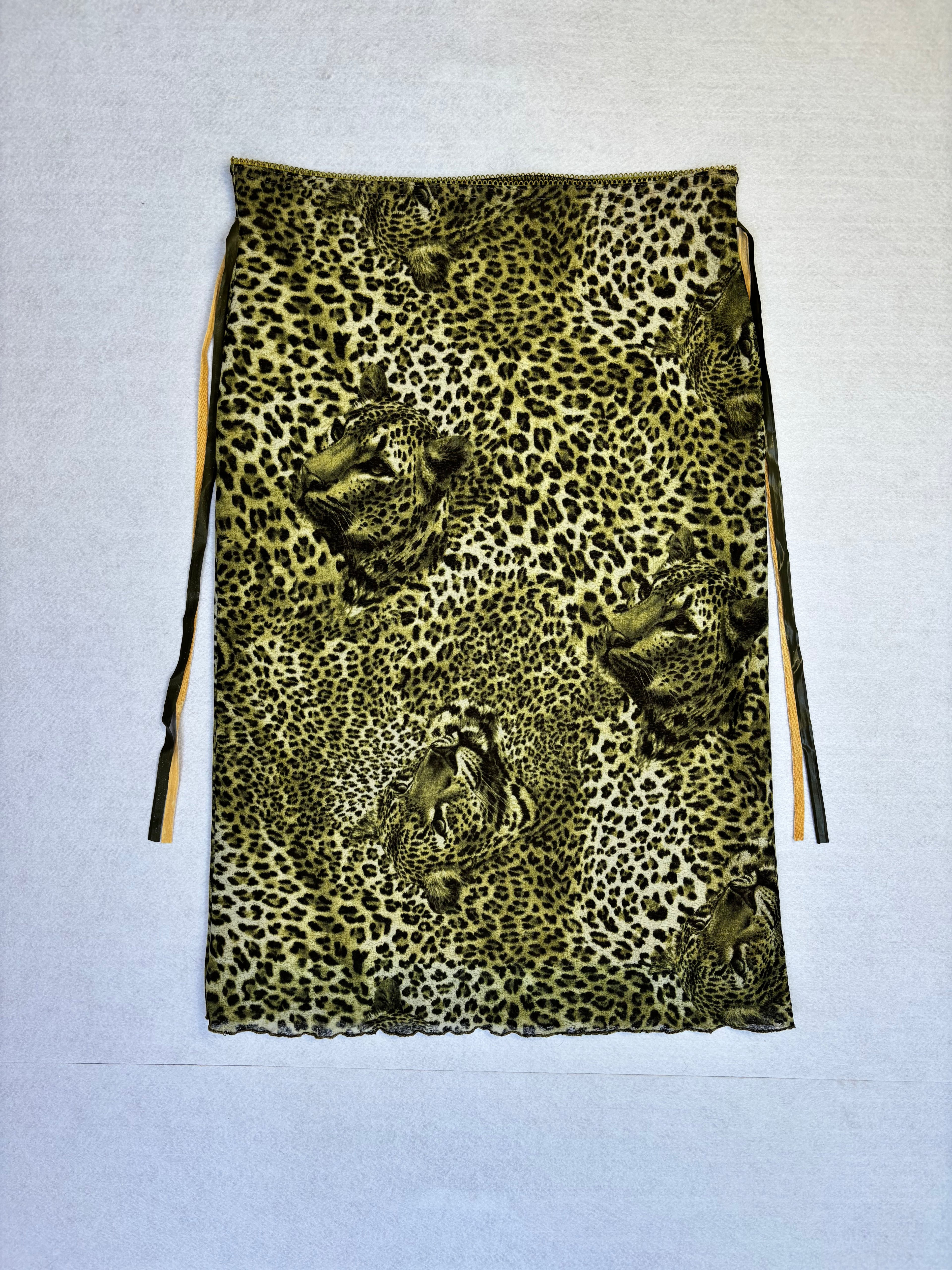 Saia Midi com Estampado de Leopardo Cinzento (S)
