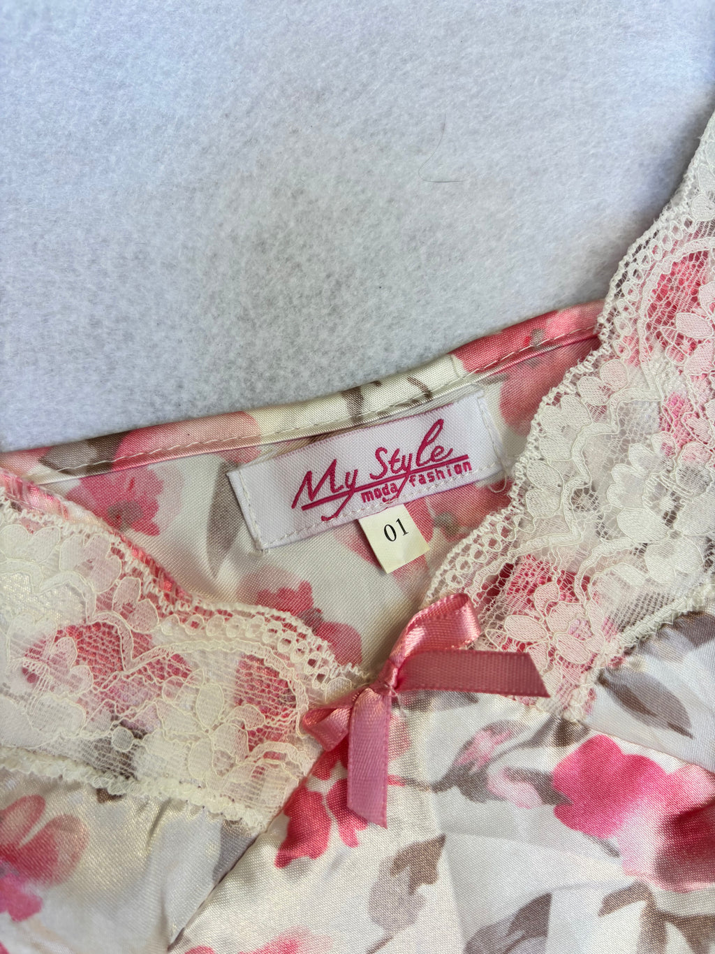 Pink Floral Satin Cami Top (M)