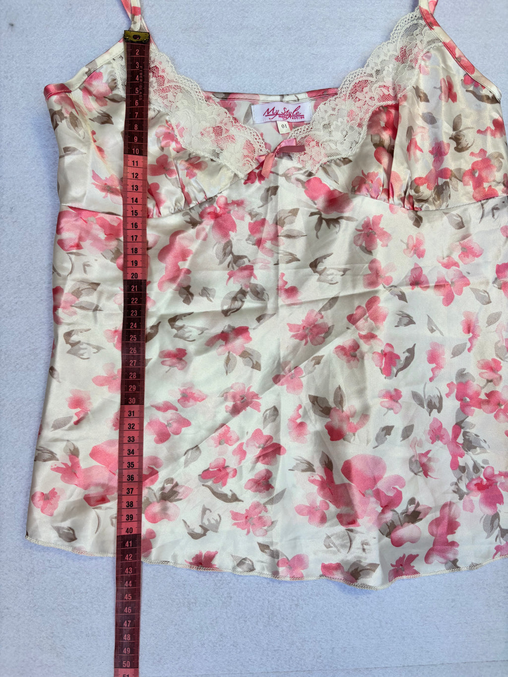 Pink Floral Satin Cami Top (M)