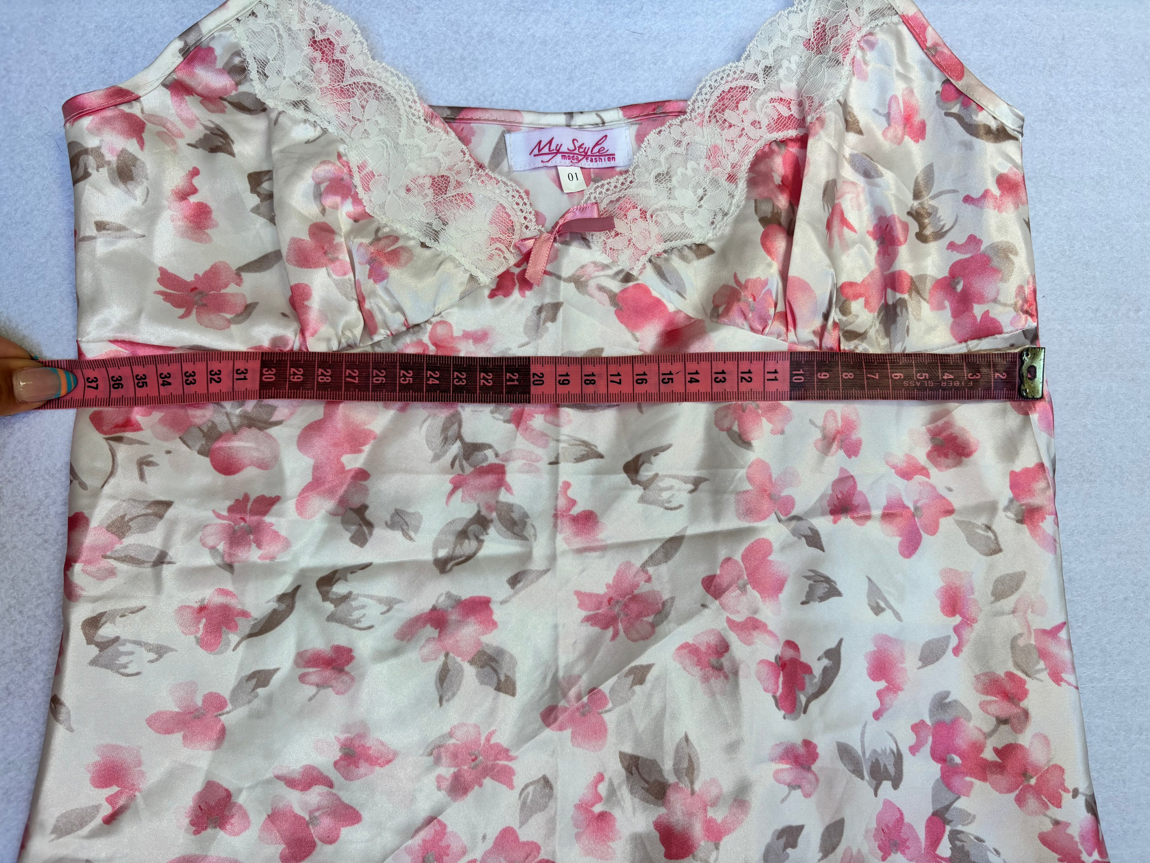Pink Floral Satin Cami Top (M)