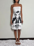 Vintage Diesel Y2K Monochromatic Palm Tree Print Tube Dress