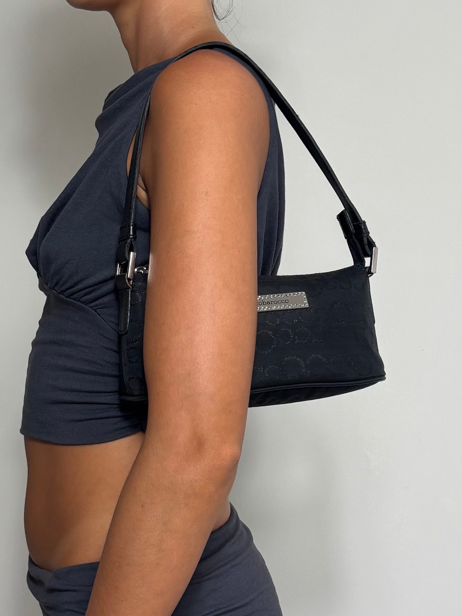 Vintage Y2K RoccoBarocco Black Shoulder Bag