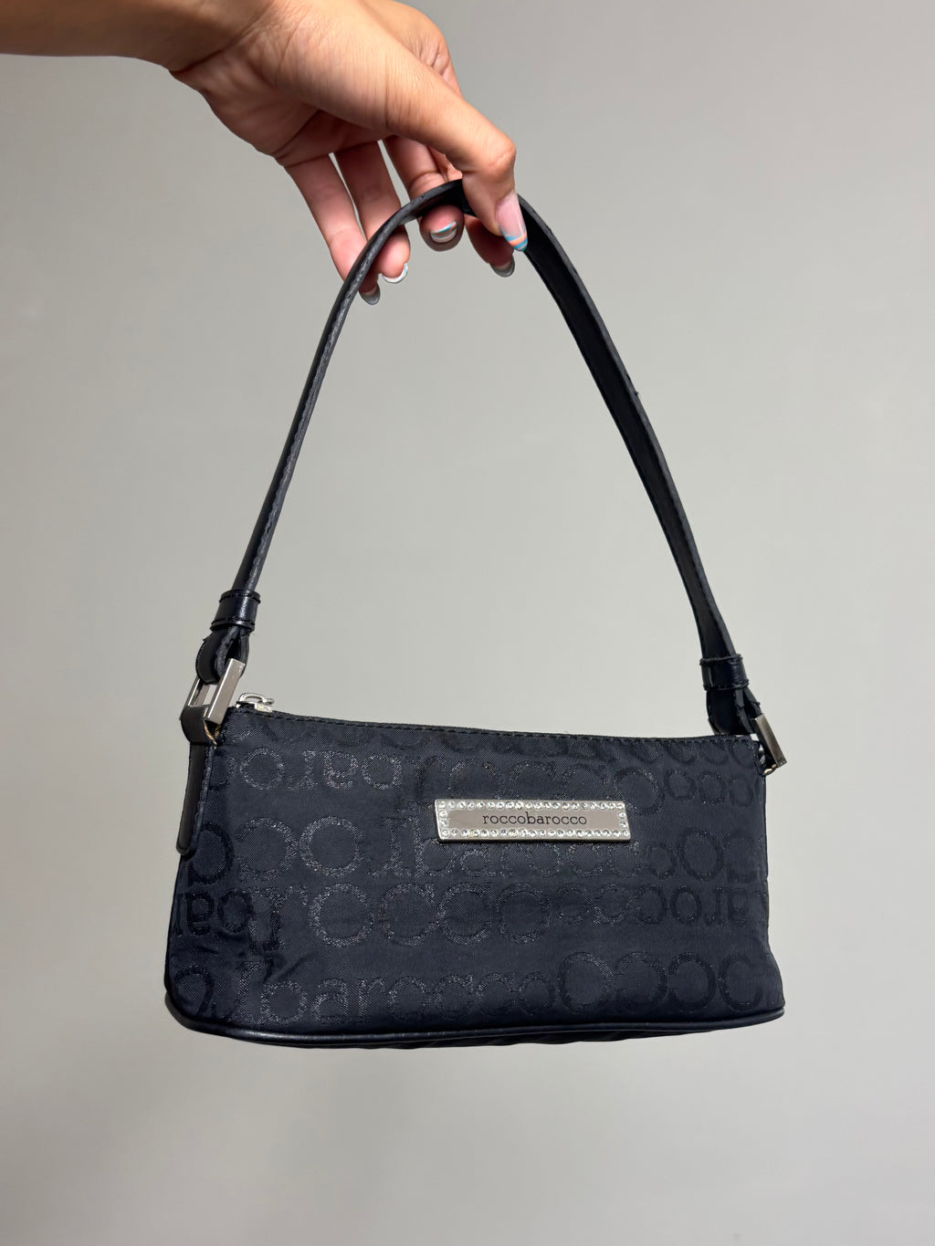 Vintage Y2K RoccoBarocco Black Shoulder Bag