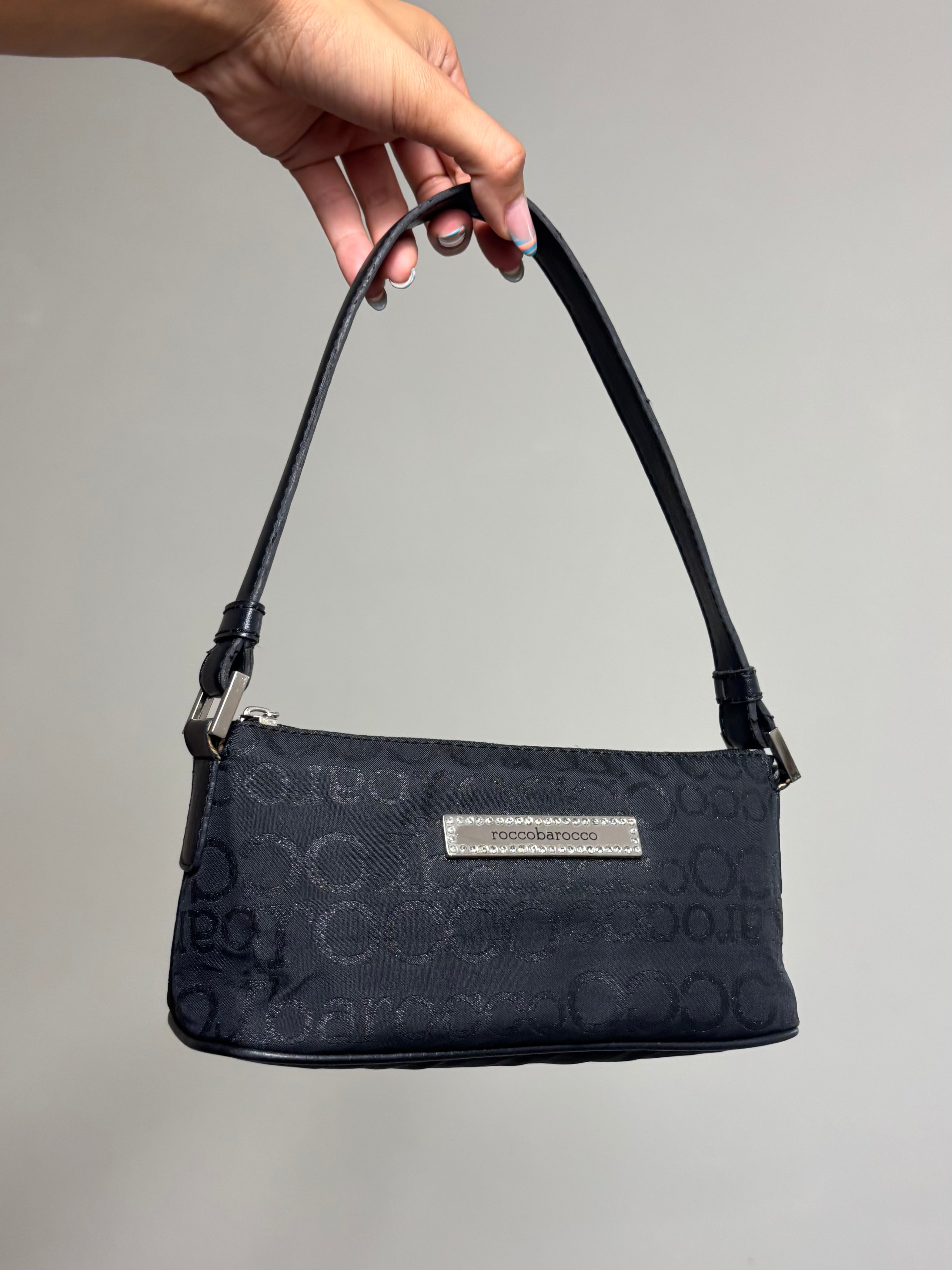 Vintage Y2K RoccoBarocco Black Shoulder Bag