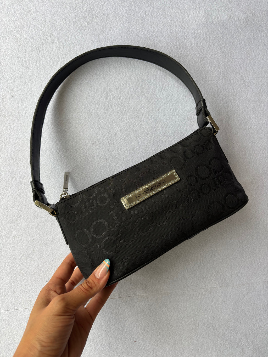Vintage Y2K RoccoBarocco Black Shoulder Bag