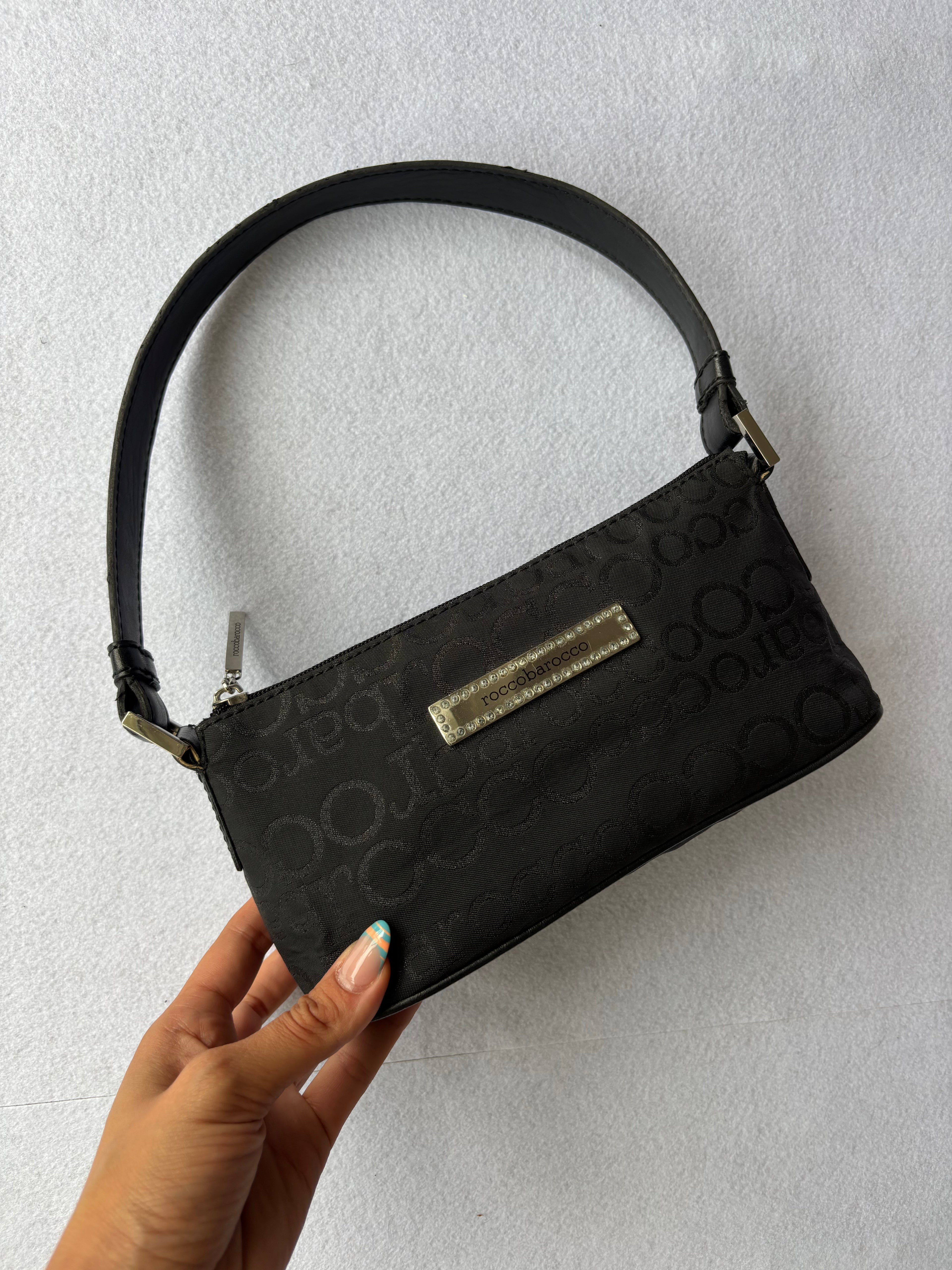 Vintage Y2K RoccoBarocco Black Shoulder Bag