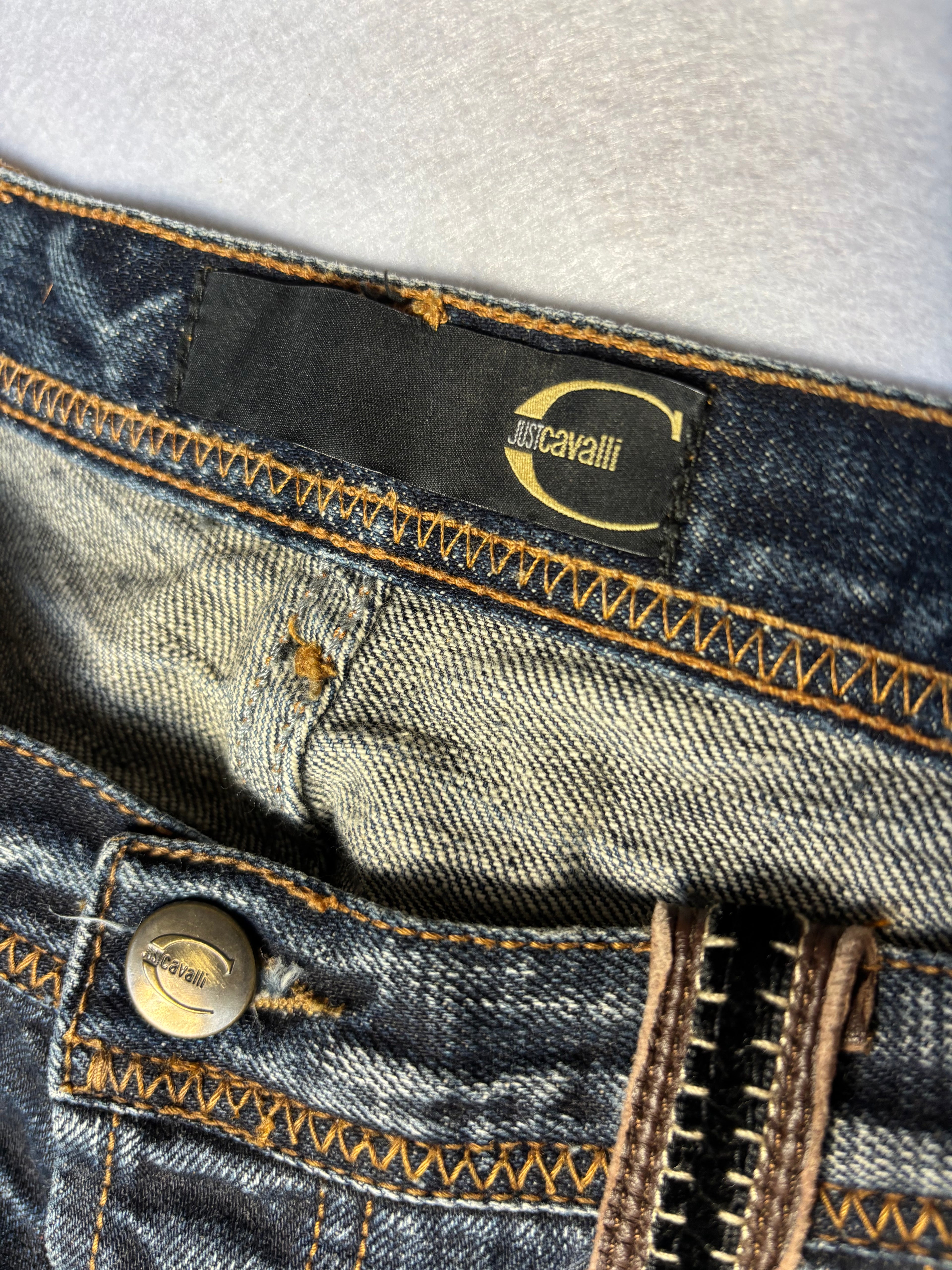 Vintage Just Cavalli Dark Denim Pants Y2K Designer 2000 (XL)