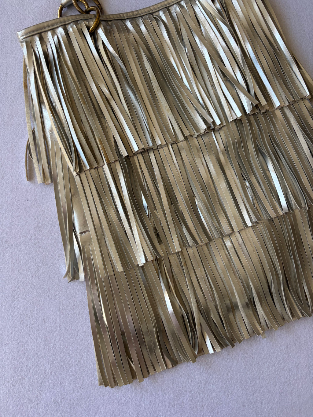 Vintage Y2K Silver Metallic Fringe Shoulder Bag