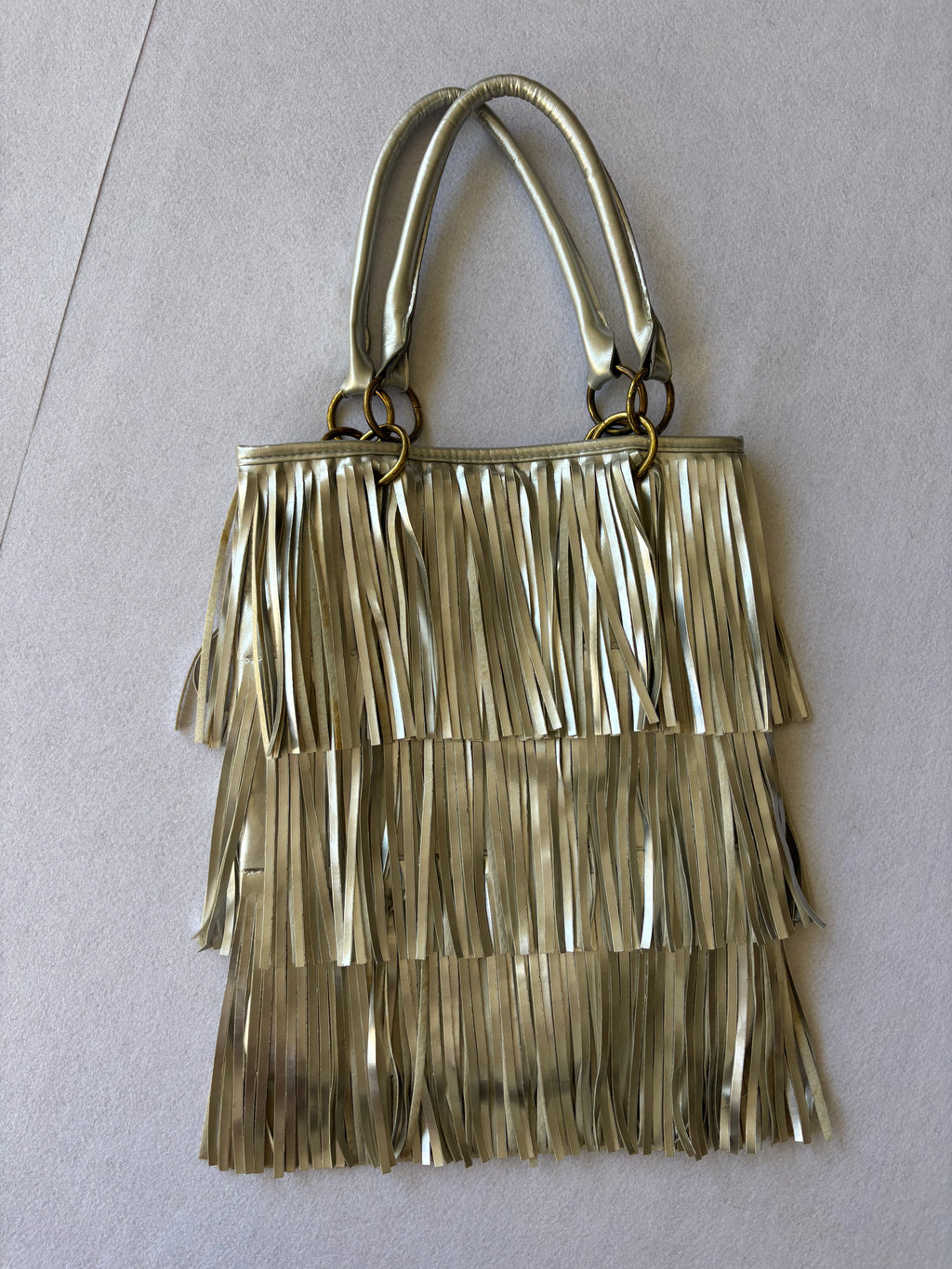 Vintage Y2K Silver Metallic Fringe Shoulder Bag