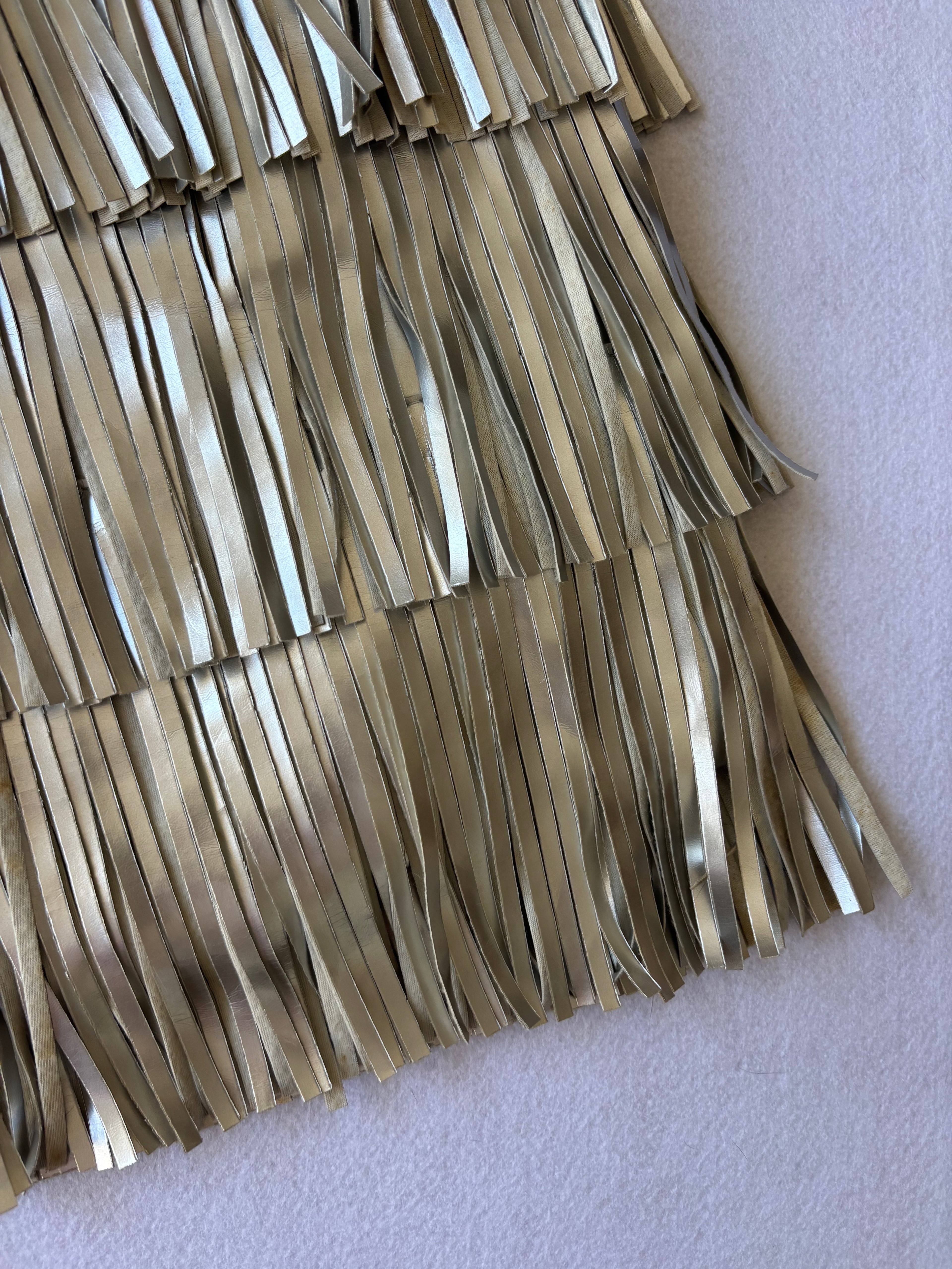 Vintage Y2K Silver Metallic Fringe Shoulder Bag