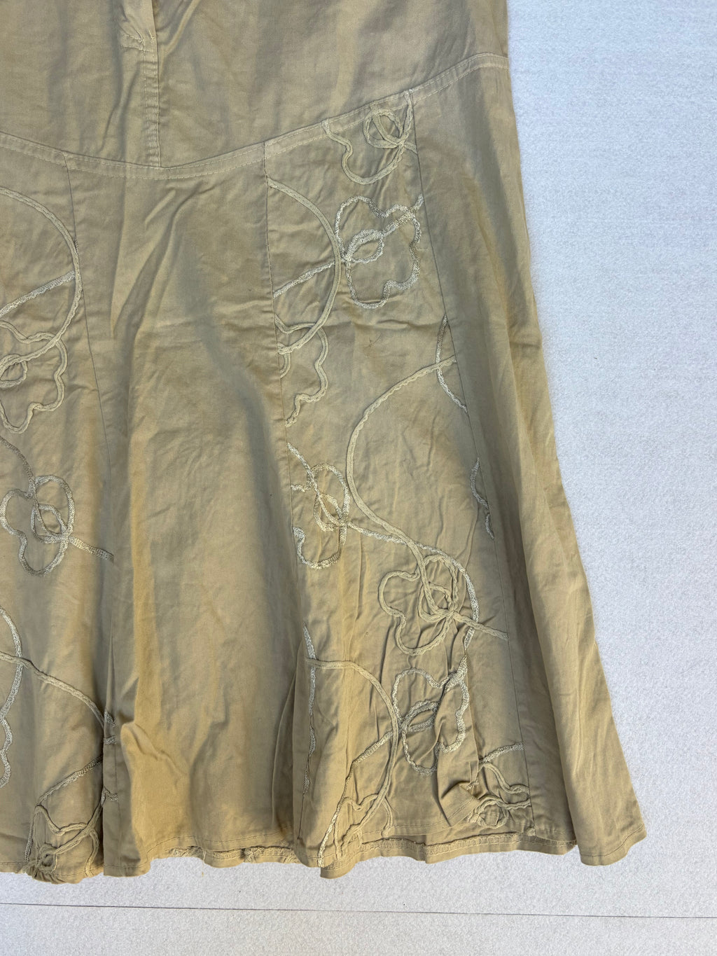Y2K Beige Cotton Midi Skirt (L)