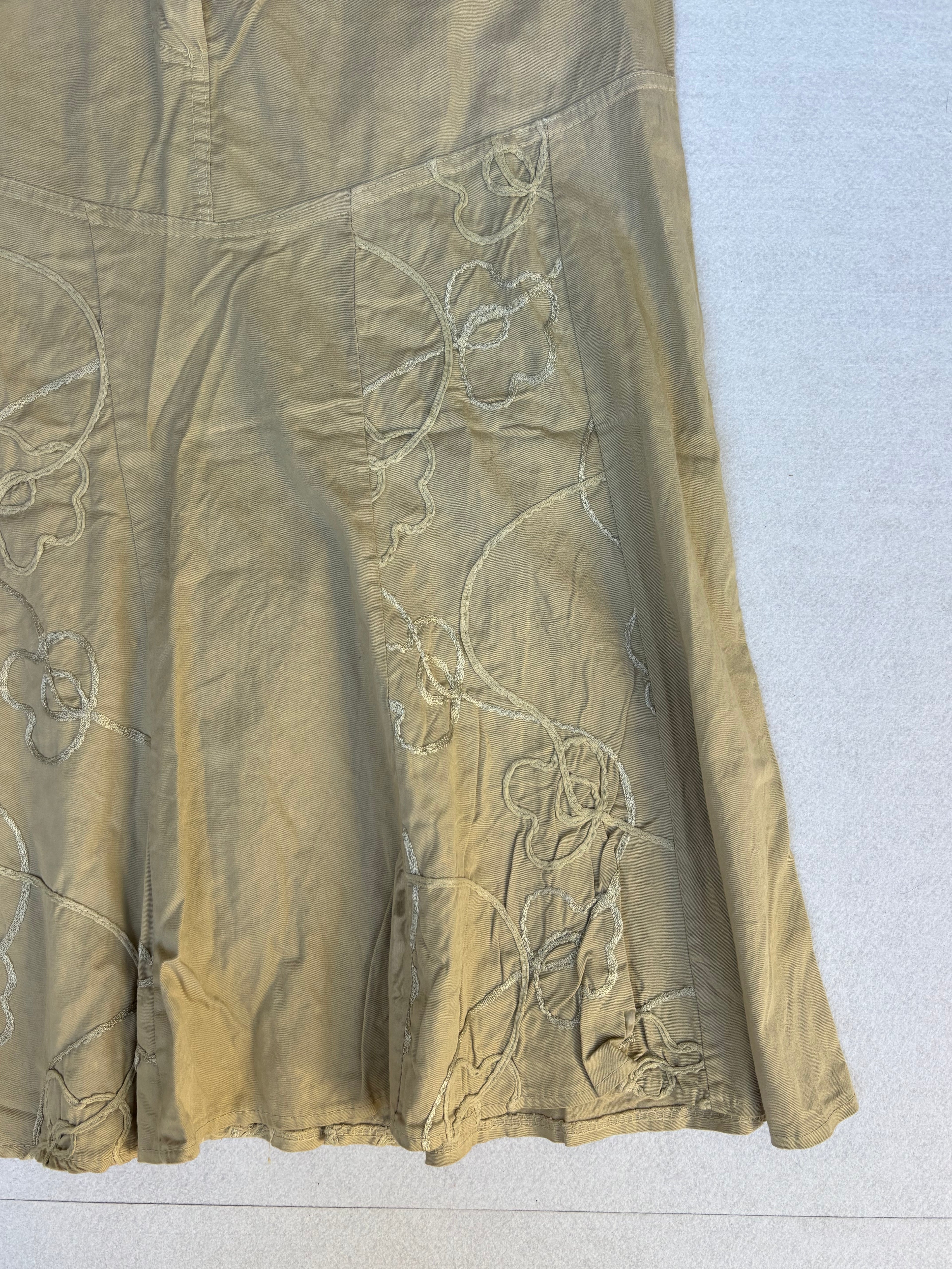 Y2K Beige Cotton Midi Skirt (L)