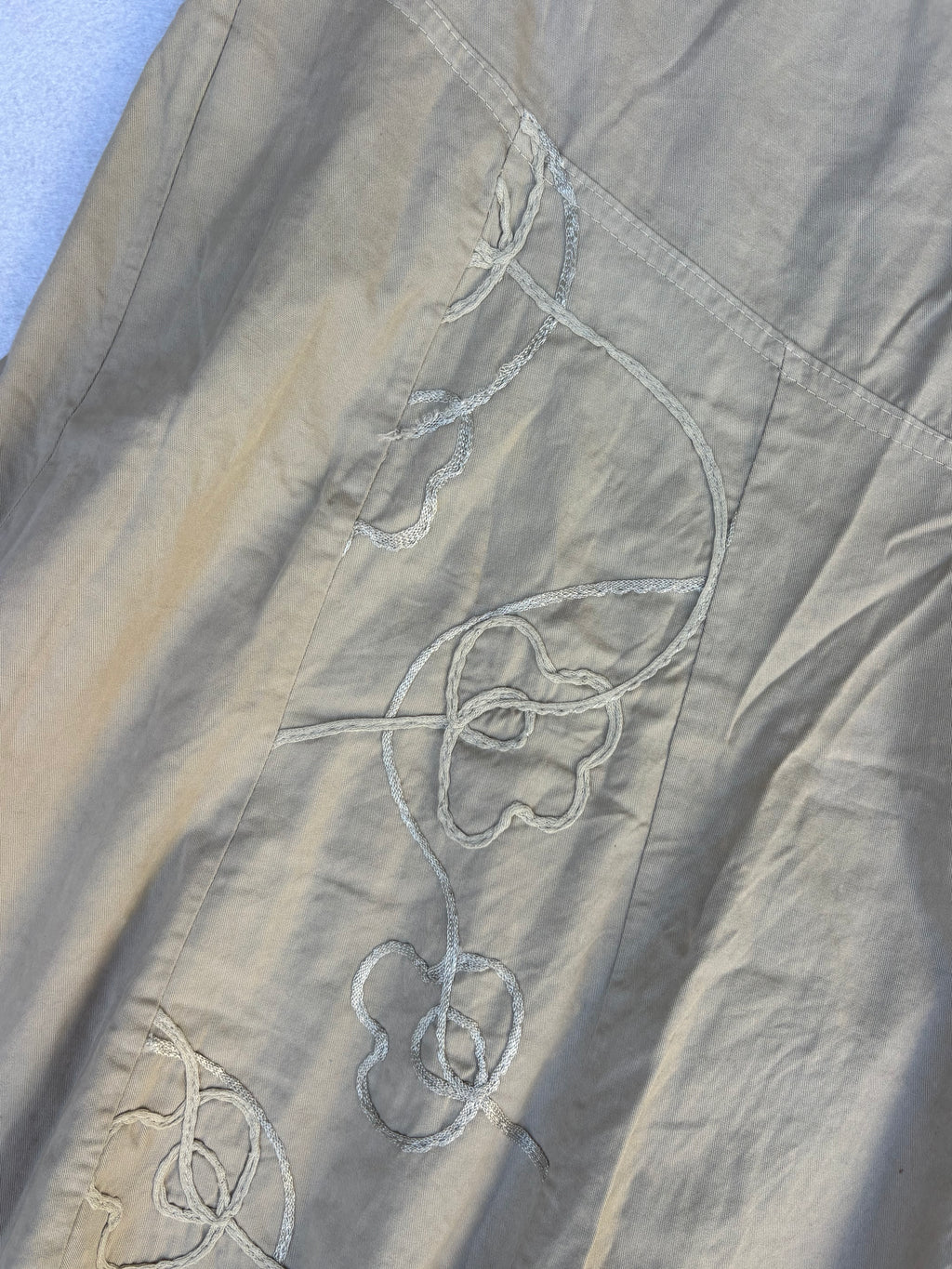 Y2K Beige Cotton Midi Skirt (L)